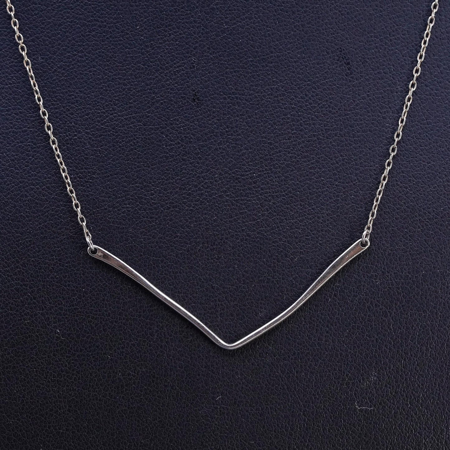 16+2" vermeil gold tone Sterling silver necklace, 925 circle V shaped pendant