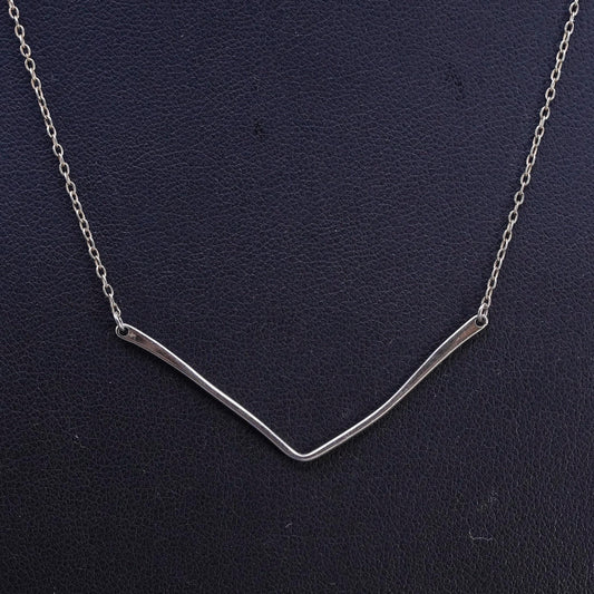 16+2" vermeil gold tone Sterling silver necklace, 925 circle V shaped pendant