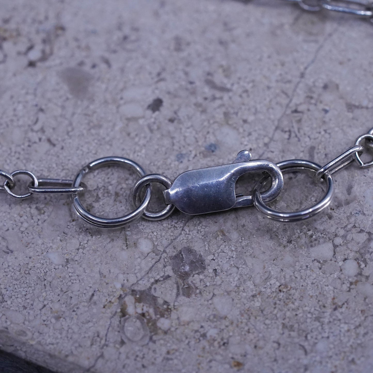 19”, vintage Sterling silver handmade necklace, 925 elongated chain 10mm beads