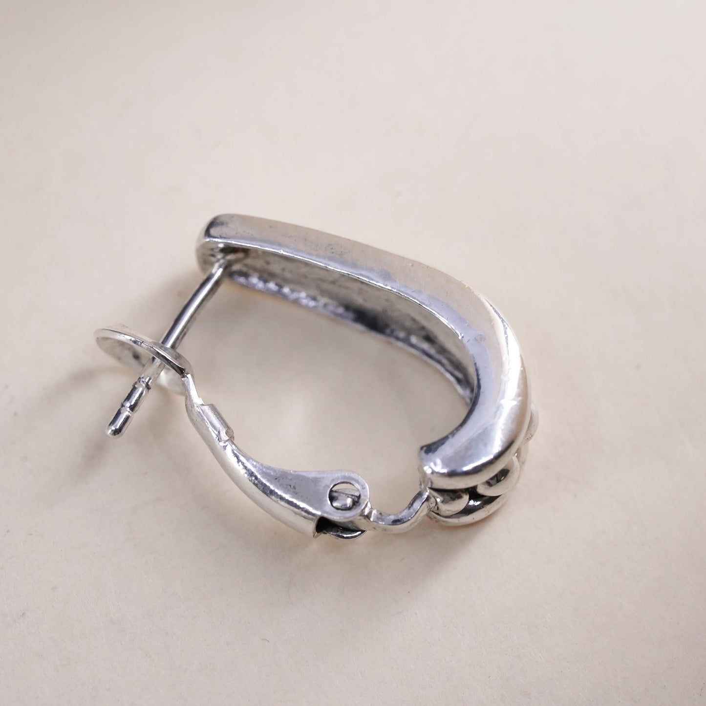Vintage handmade single 1 earring. Sterling 925 silver huggie stud with beads