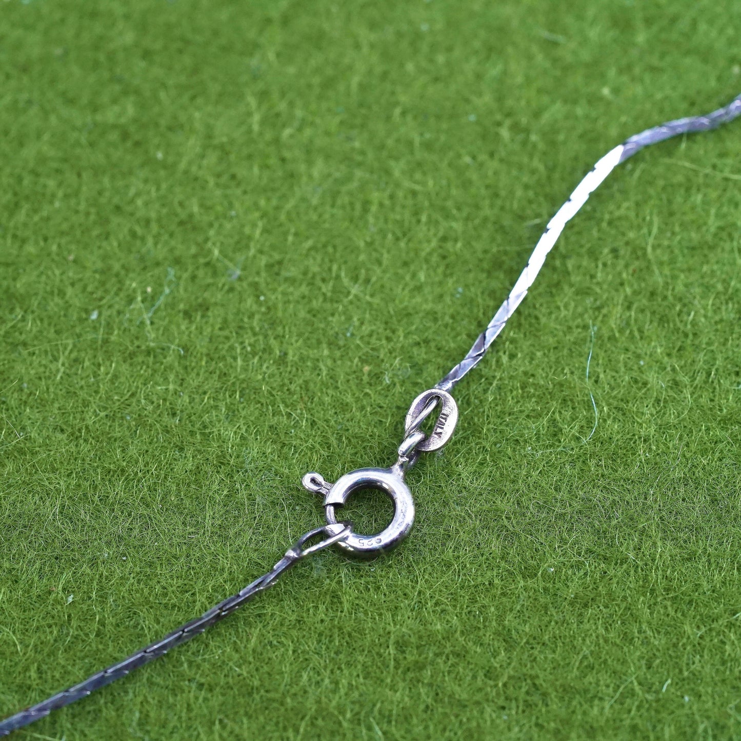 24" 1mm, Vintage sterling silver necklace, Italy 925 snake chain with beads