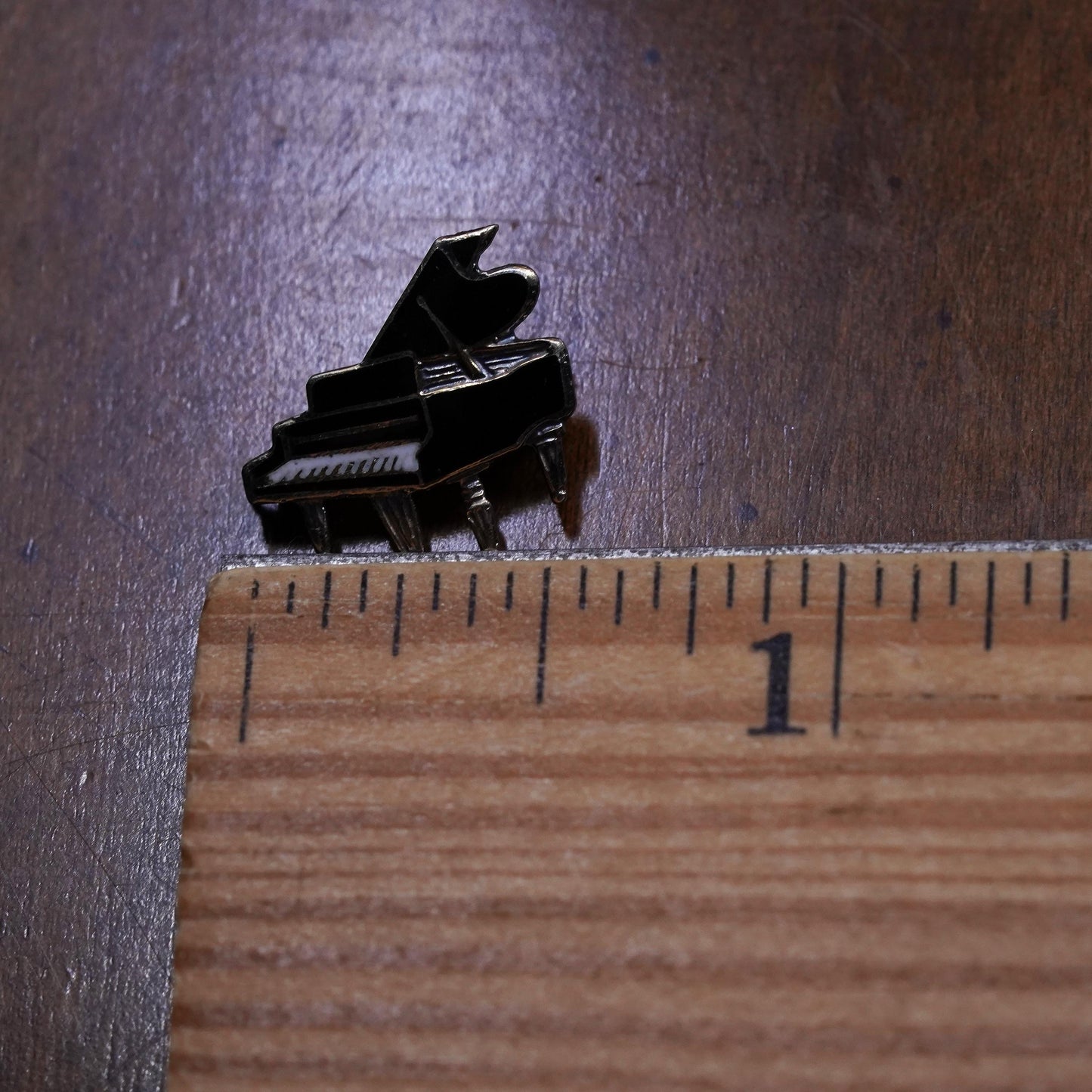 Vintage antique southwestern handmade sterling silver black enamel piano brooch