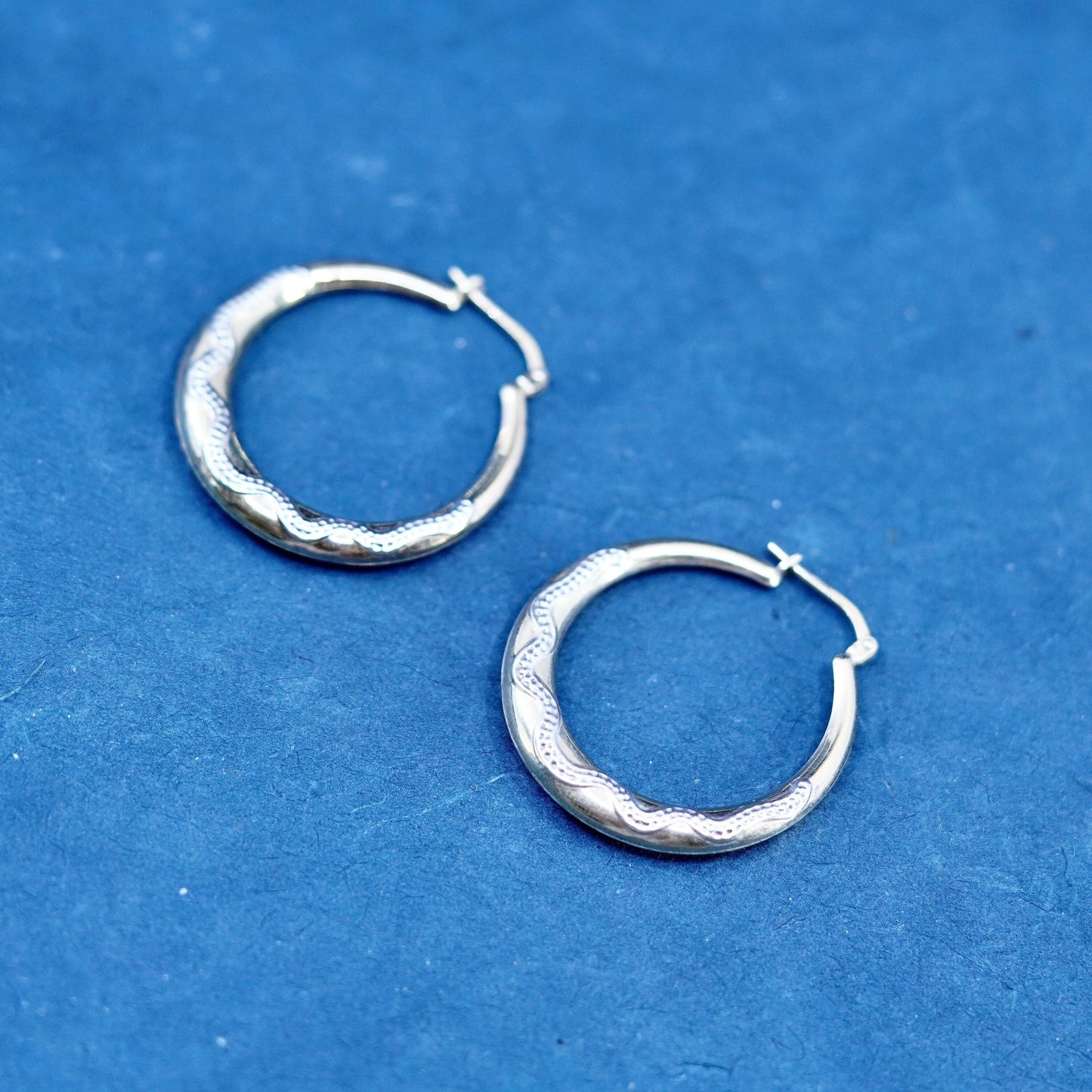 1.25”, Jordan vermeil gold filled Sterling 925 silver textured hoop earrings