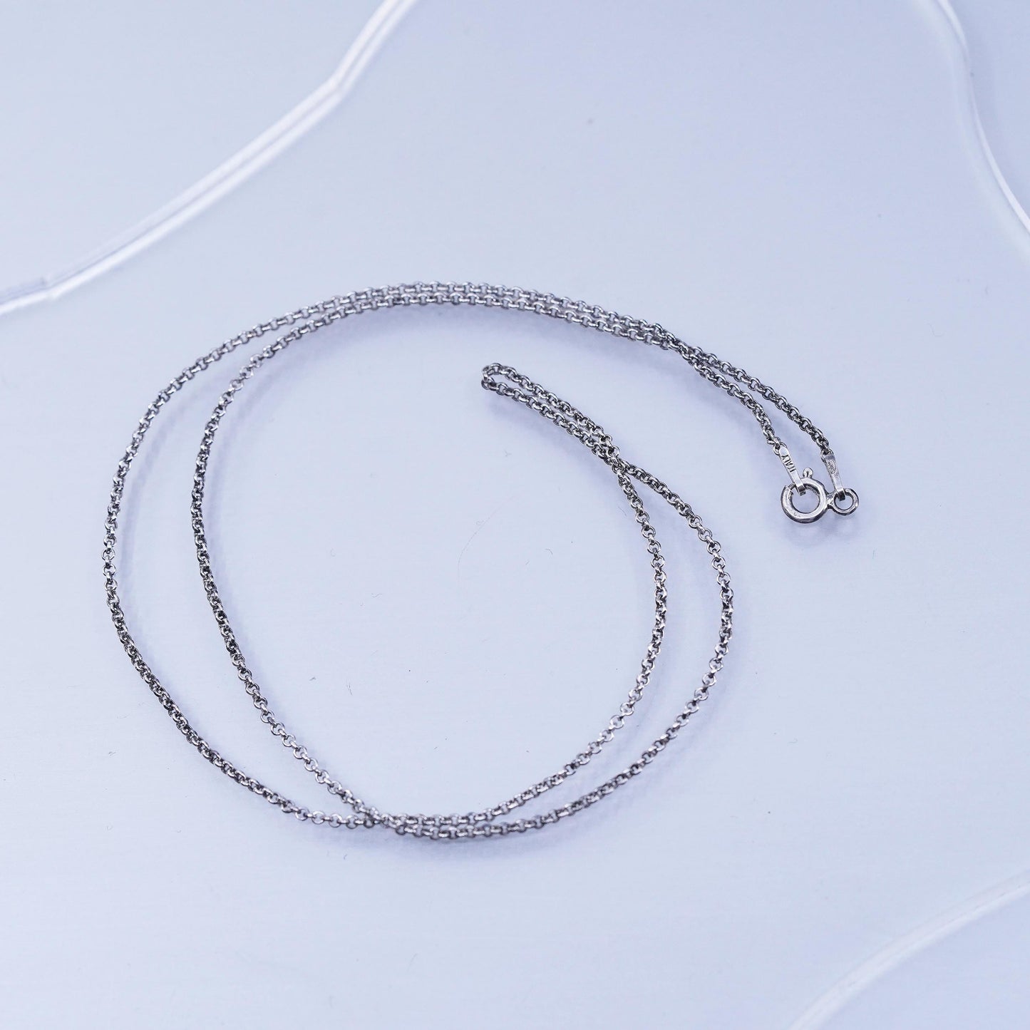 18” 1.2mm, vintage Sterling 925 silver circle chain necklace