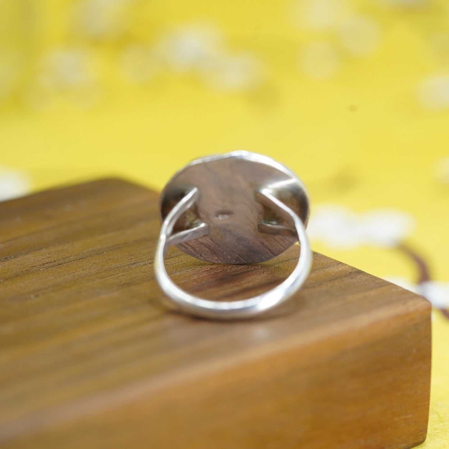 Size 8, Vintage Sterling 925 silver handmade ring with dendritic agate