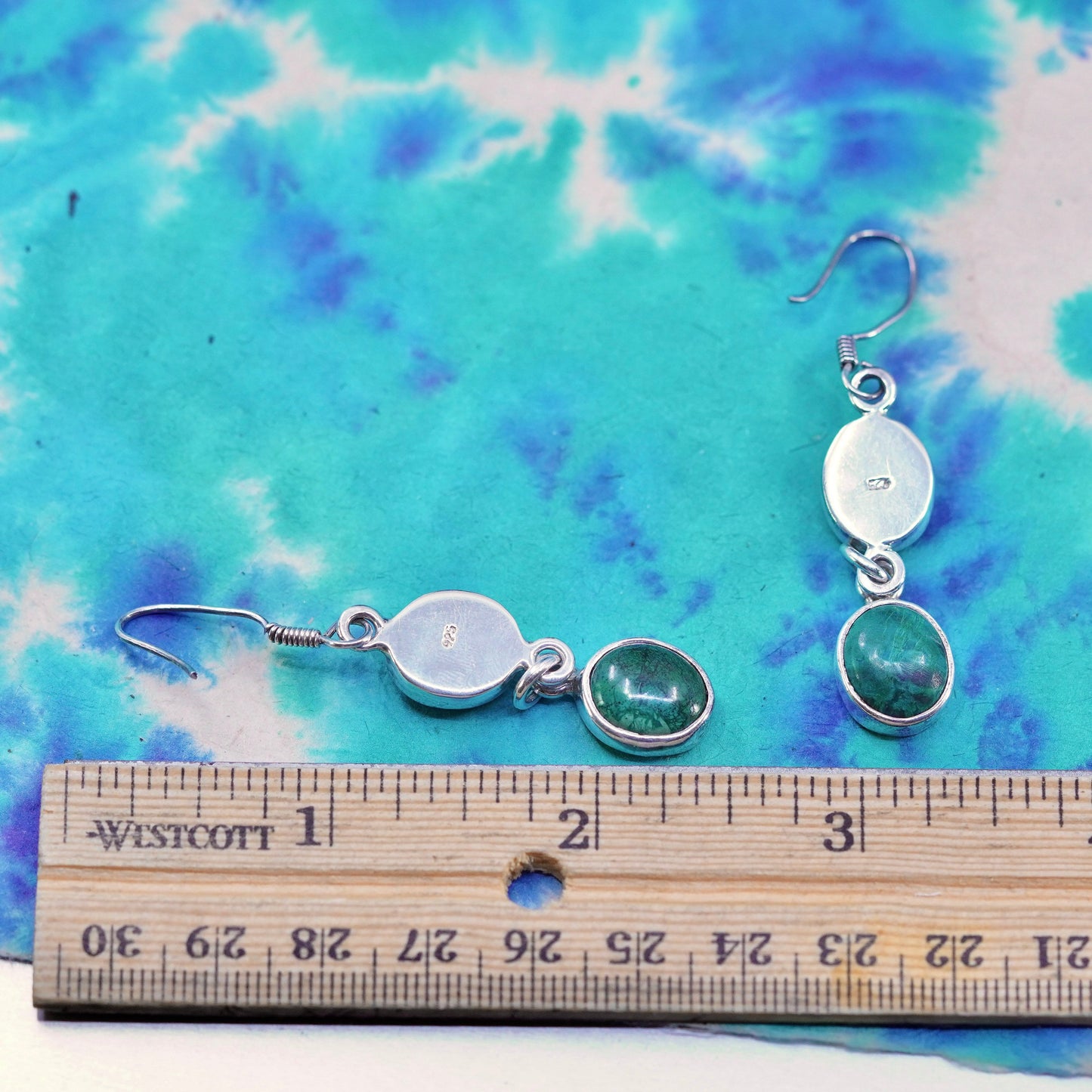 Vintage Mexico Sterling 925 silver handmade earrings with oval onyx turquoise