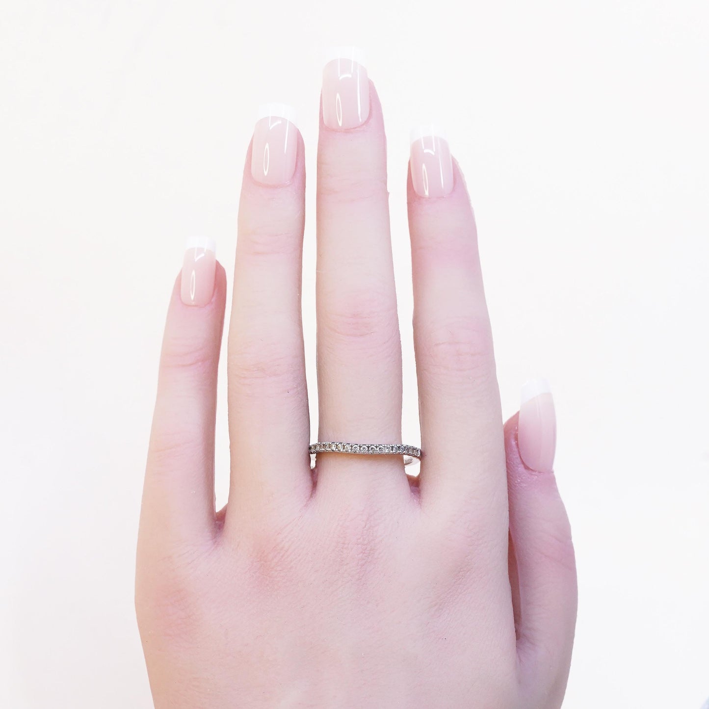 Size 10, VTG sterling 925 silver ring with cluster CZ, stackable wedding band