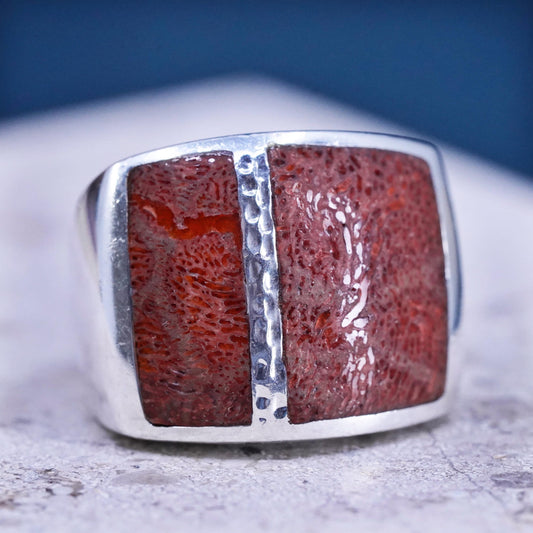 Size 6, vintage retired Silpada R1430 Sterling 925 Silver ring w/ sponge coral