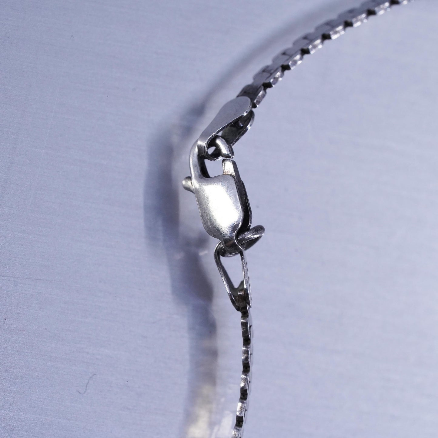 24” 3mm, vintage Sterling 925 silver flatten nugget chain necklace