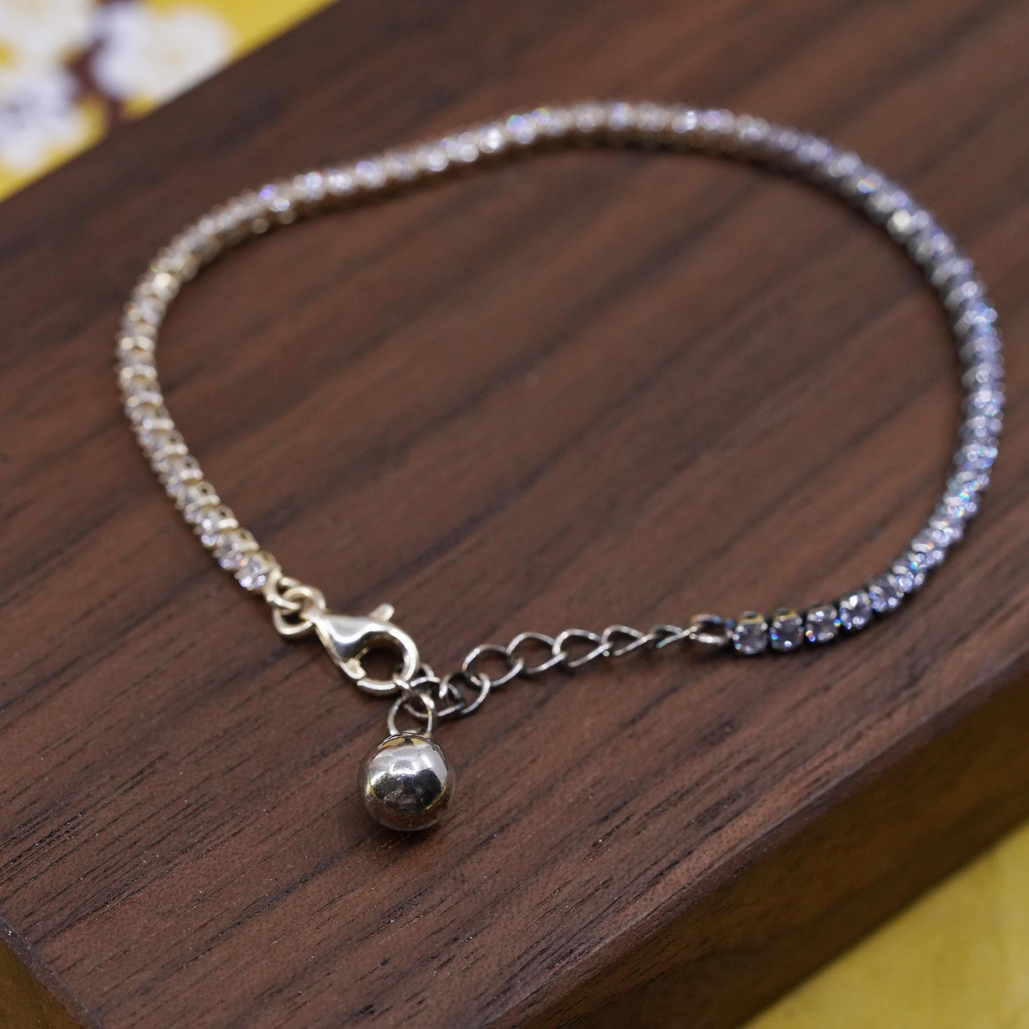 5.5+1”, Vermeil gold over sterling silver bracelet, 925 chain with cluster Cz