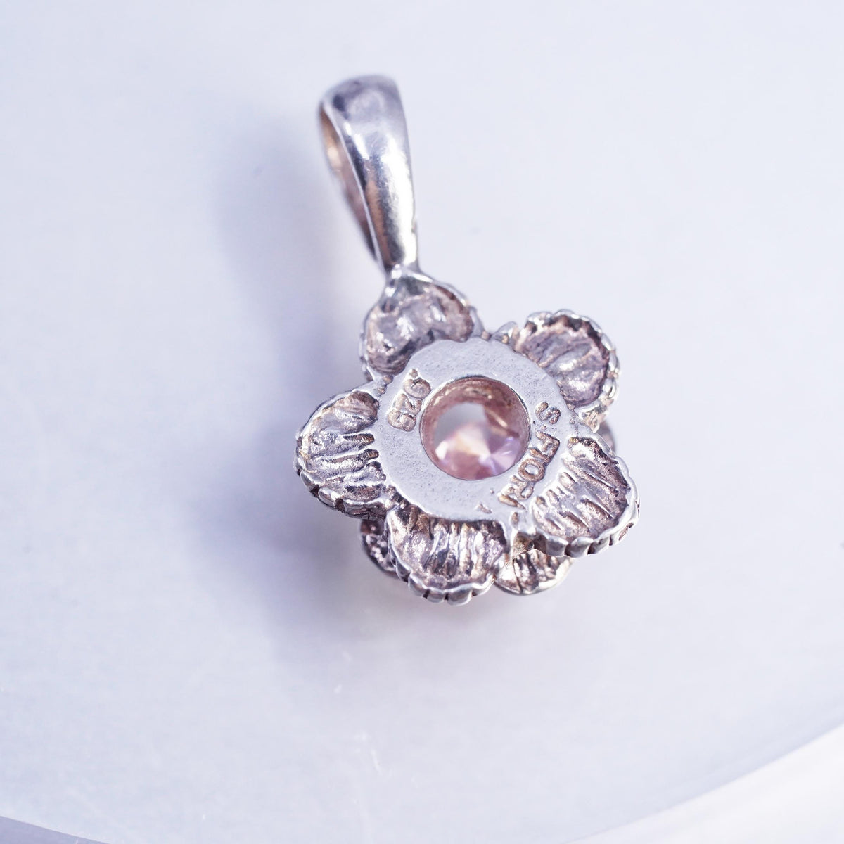 Sterling Silver Amethyst Flower Pendant, HONORA 925 Pink Floral Blossom Charm