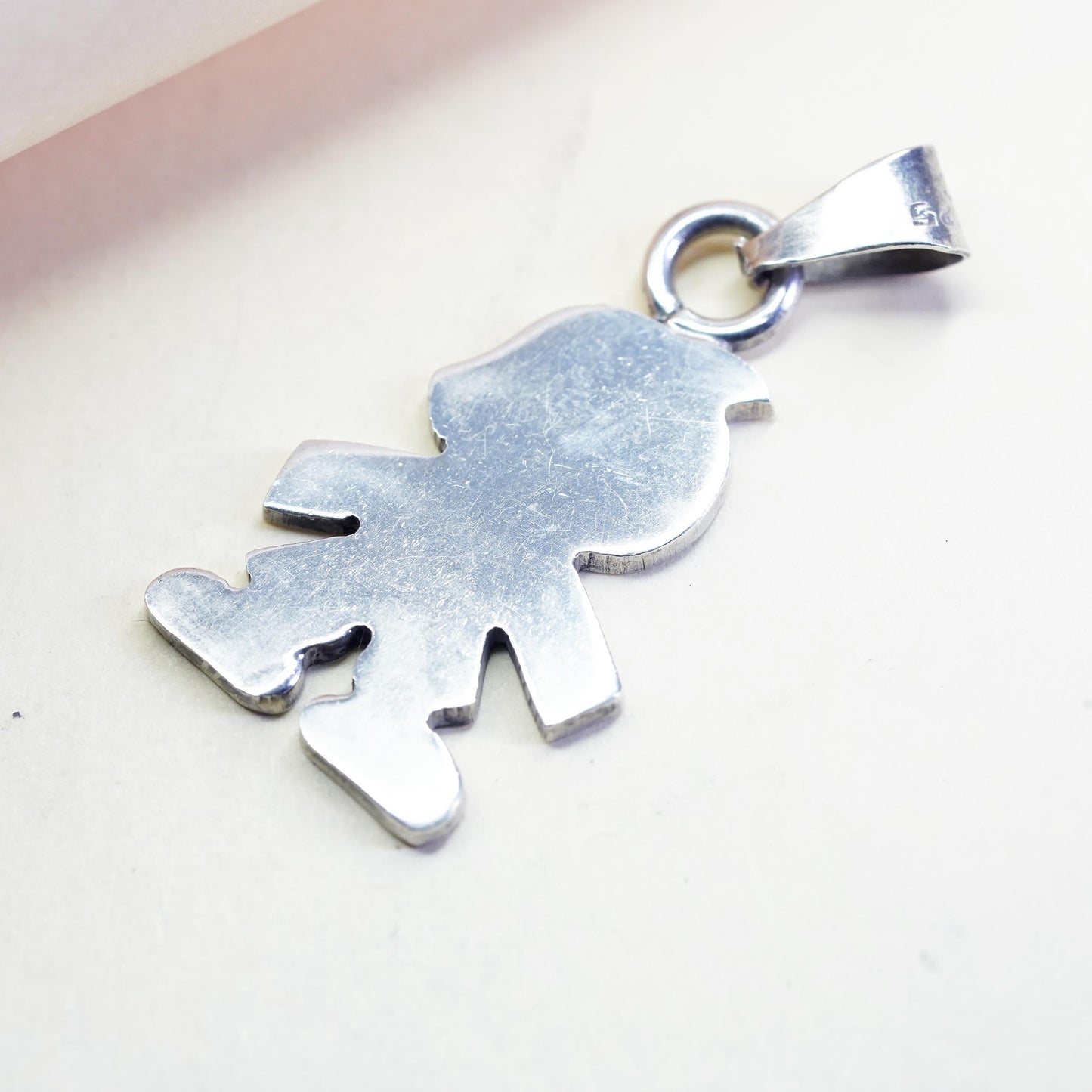 Vintage sterling silver handmade pendant, 925 boy figure pendant