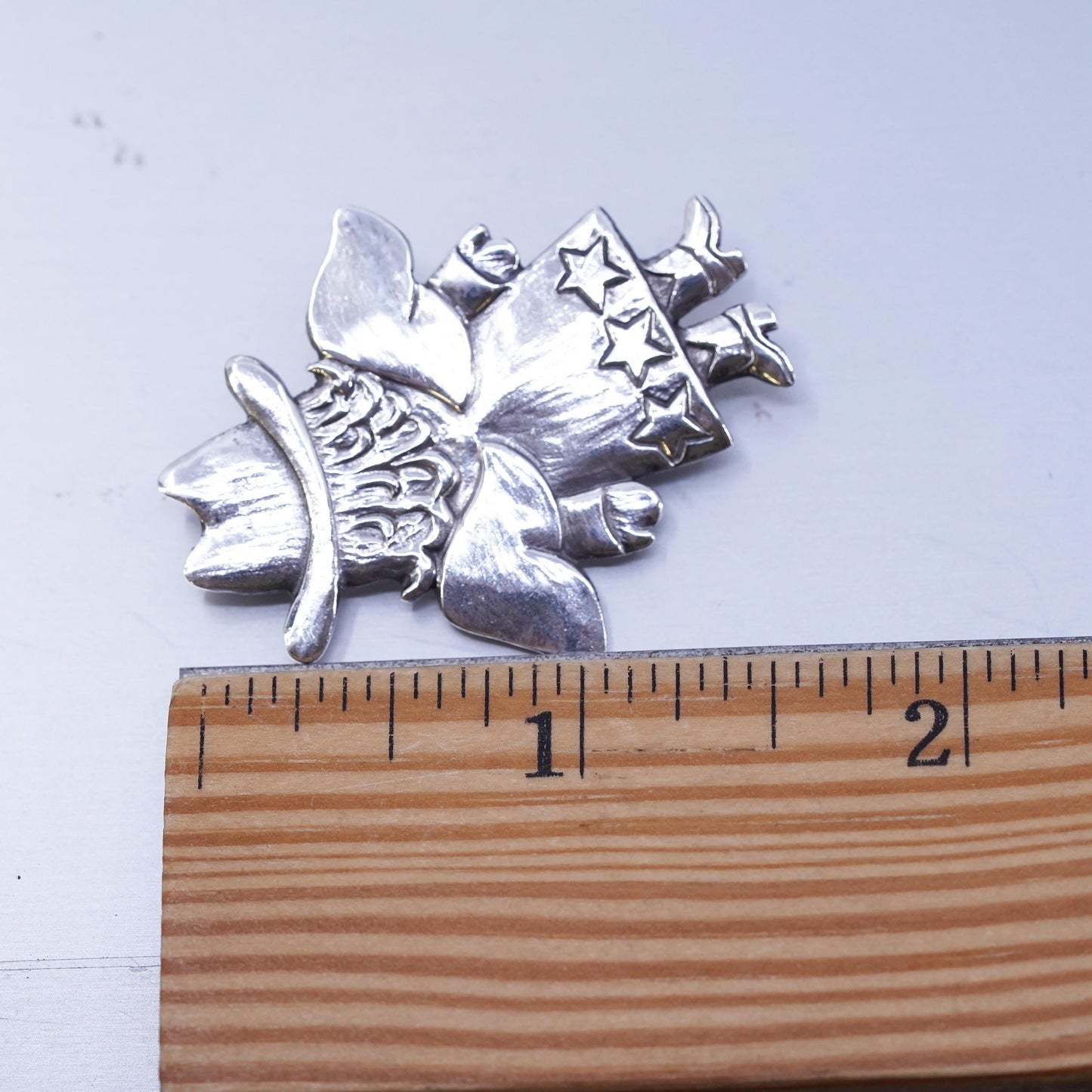 Vintage Sterling 925 silver handmade angel brooch