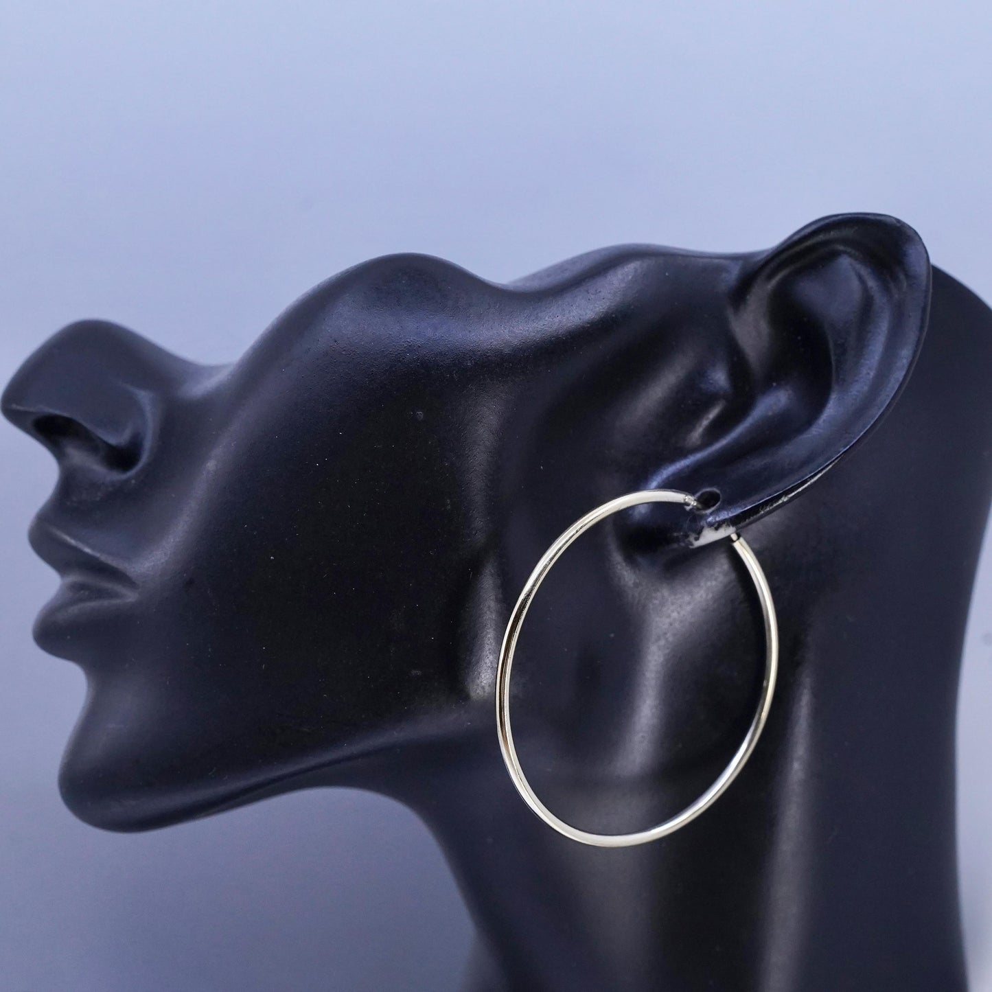 2", vintage gold plated Sterling silver handmade earrings, thin 925 hoops