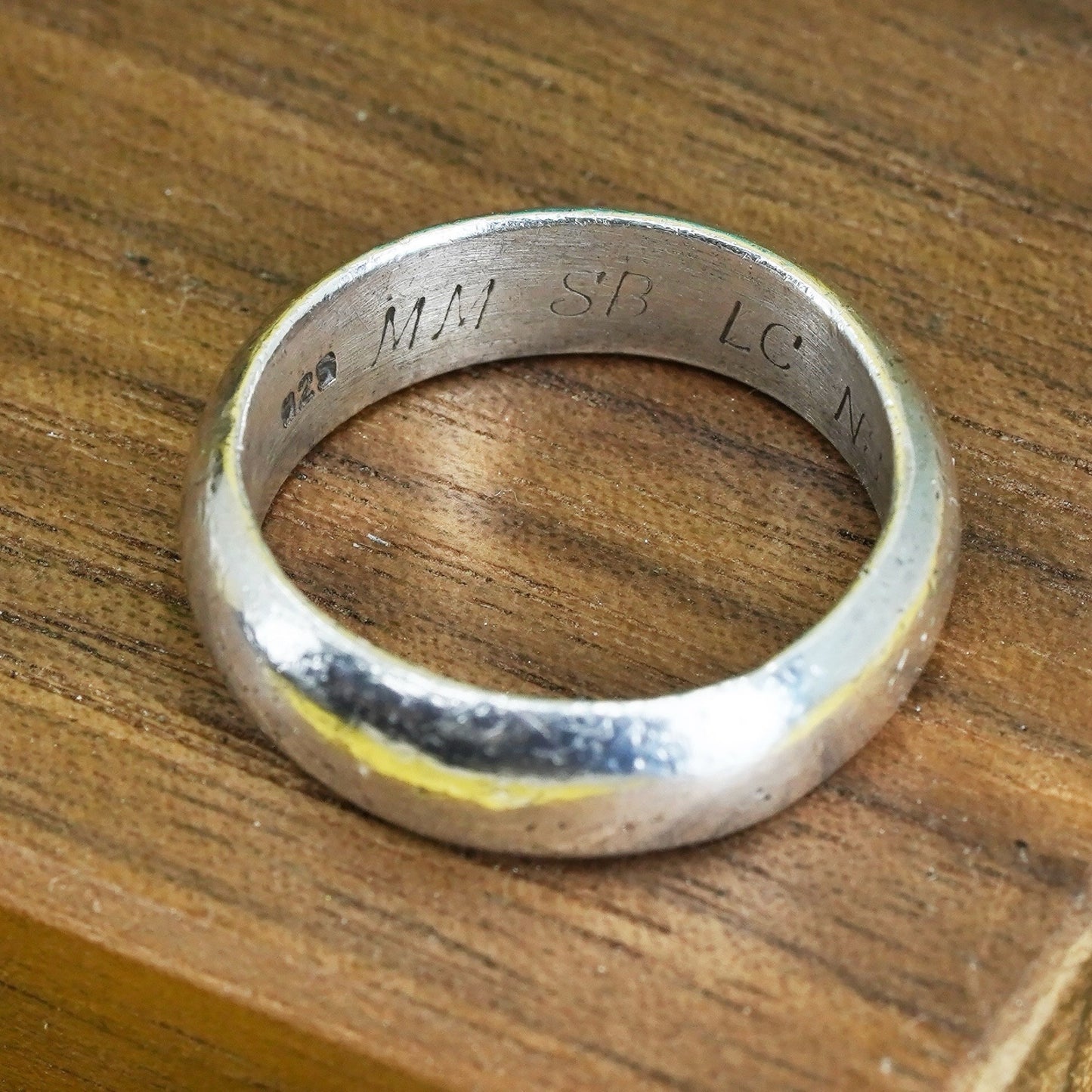 size 6.75, vintage Sterling silver handmade ring, solid 925 silver wedding band