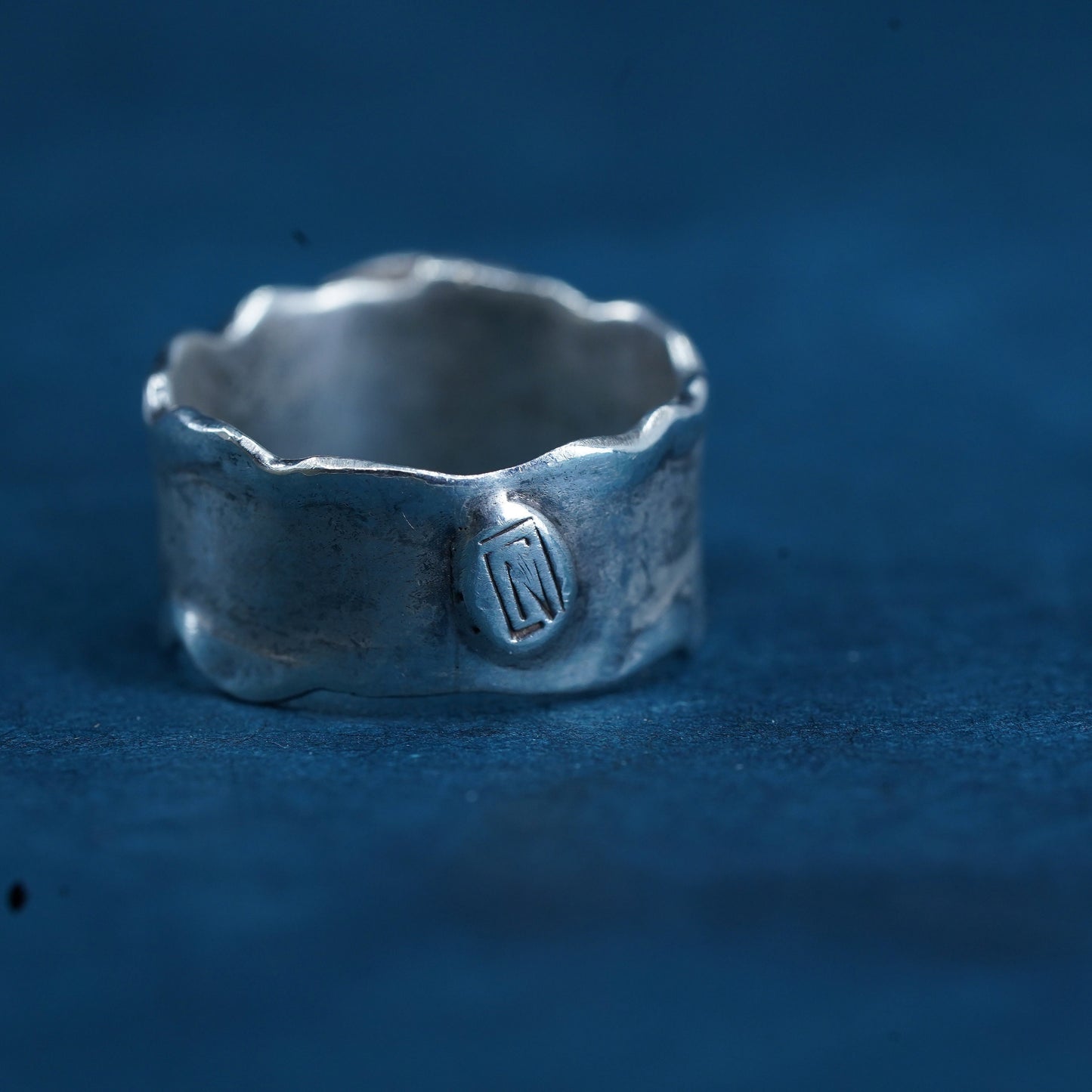 Size 7, vintage Sterling silver handmade sand dollar ring, 925 band