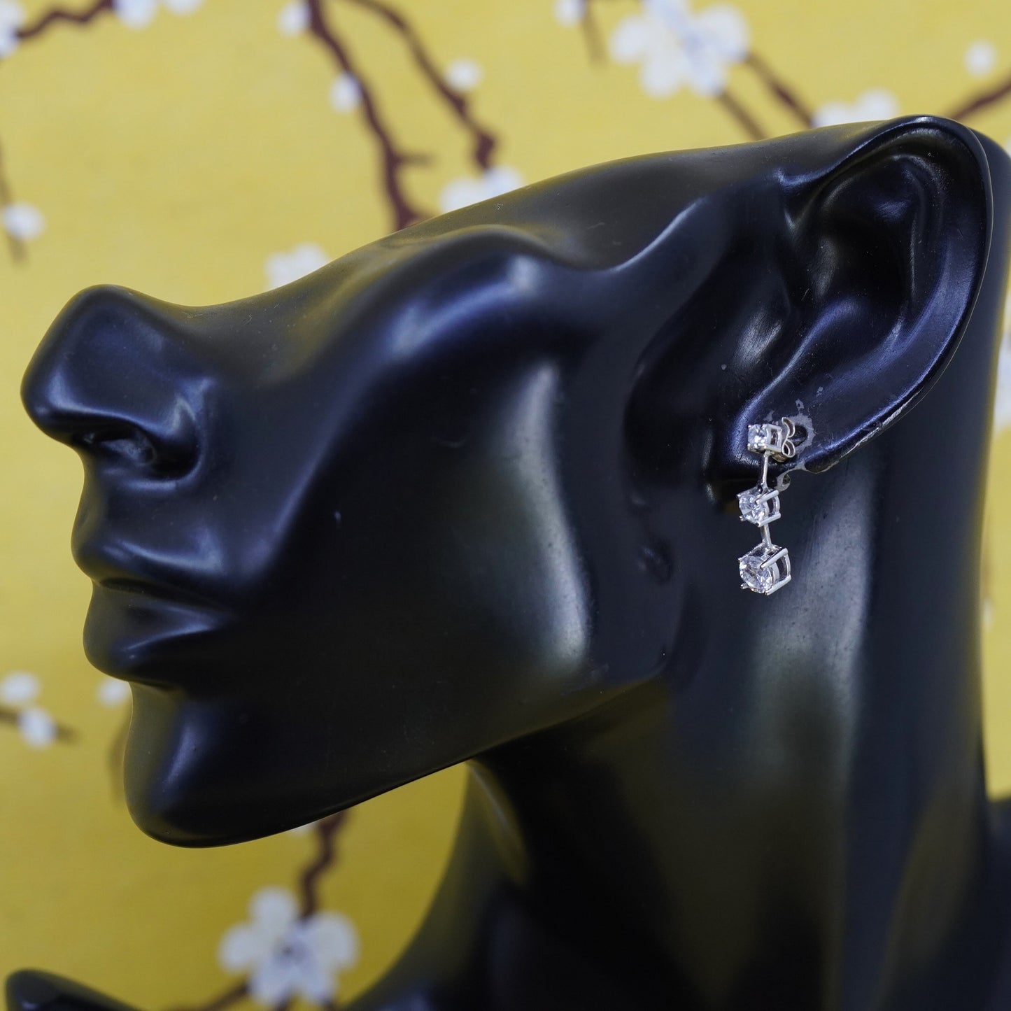 vintage Sterling 925 silver earrings with cz, stamped 925