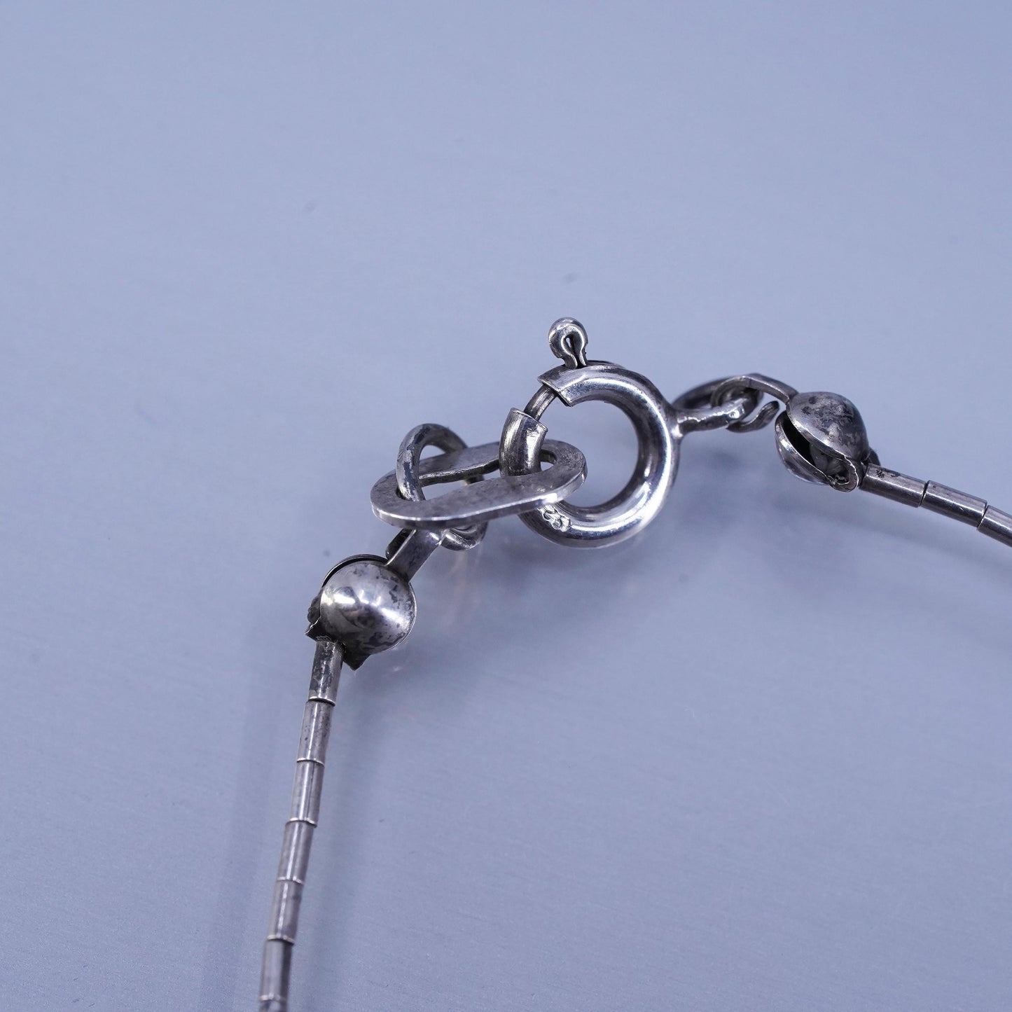30”, Native American Liquid Sterling 925 Silver chain necklace, animal Fetish