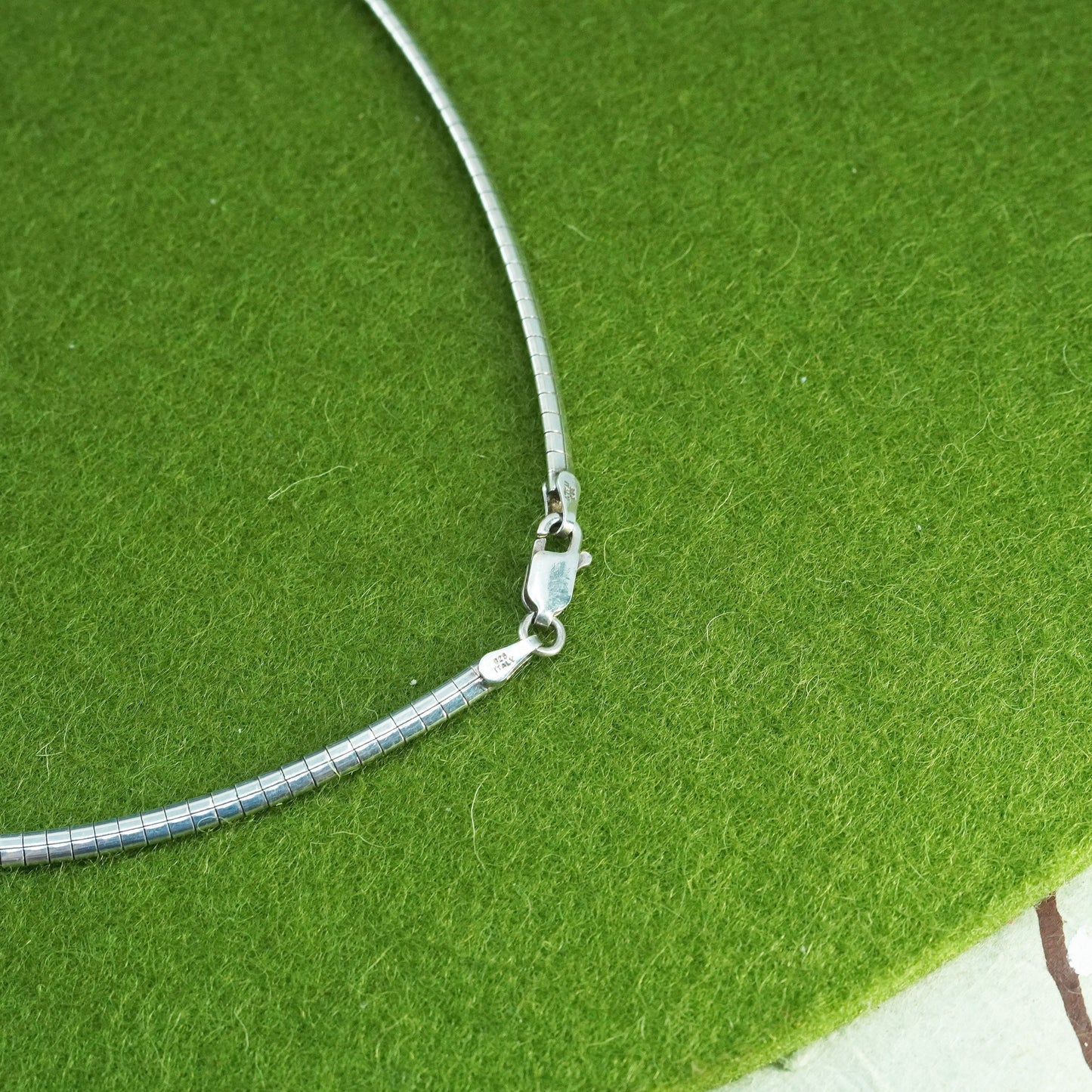18” 3mm, Vtg Italy 925 Sterling Silver omega chain necklace