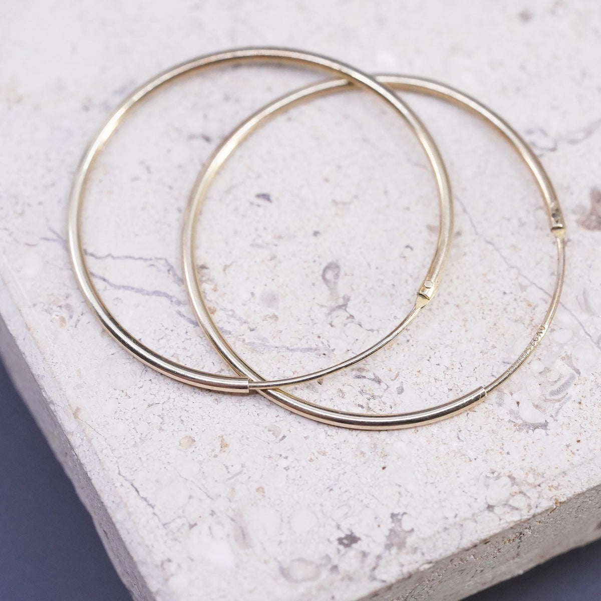 1.25", vintage vermeil gold over Sterling silver earrings, 925 thin hoops