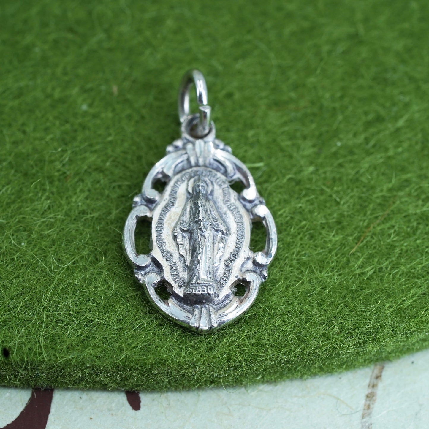 Vintage Mexico sterling silver handmade pendant, 925 Virgin Mary charm
