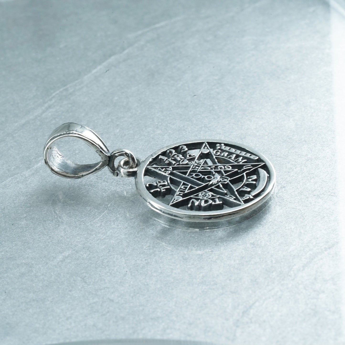 Vintage Sterling silver handmade 925 te tra gram ma ton coin star pendant charm