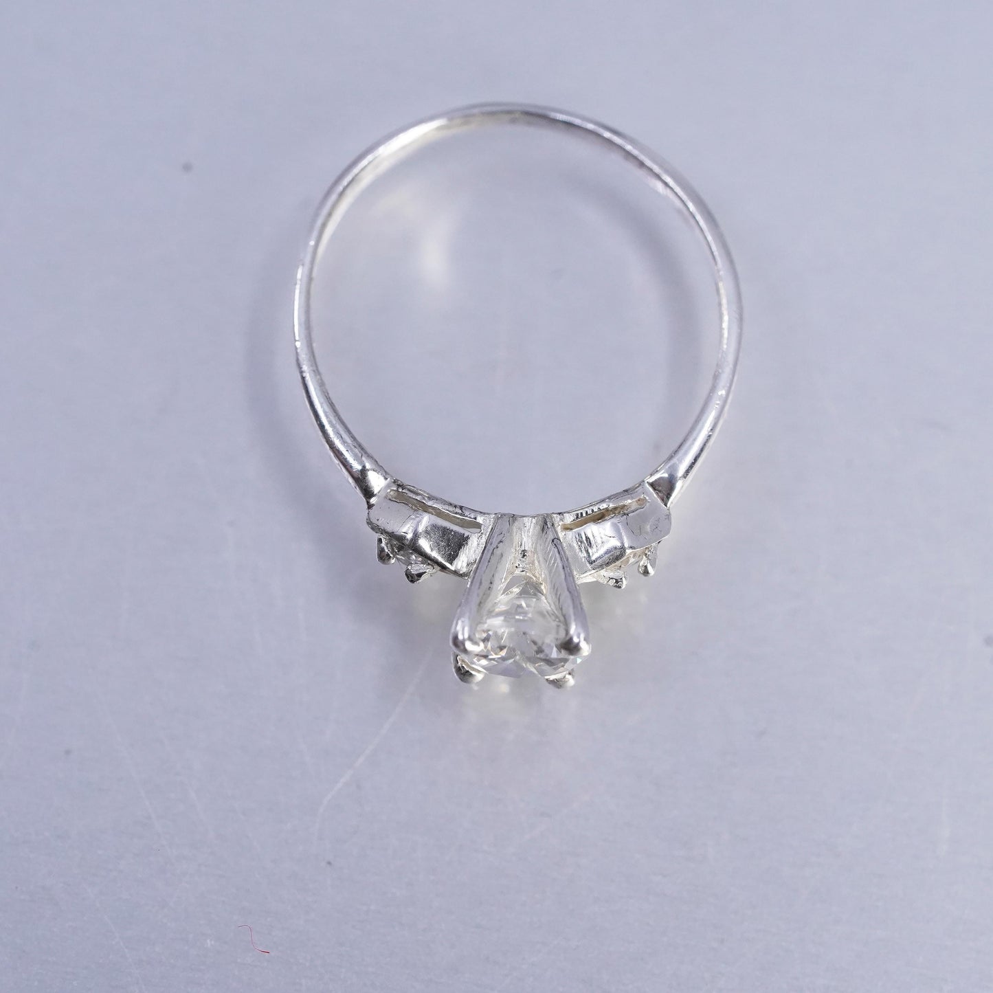 Size 7.75, vintage Sterling 925 silver statement engagement ring w/ cluster Cz