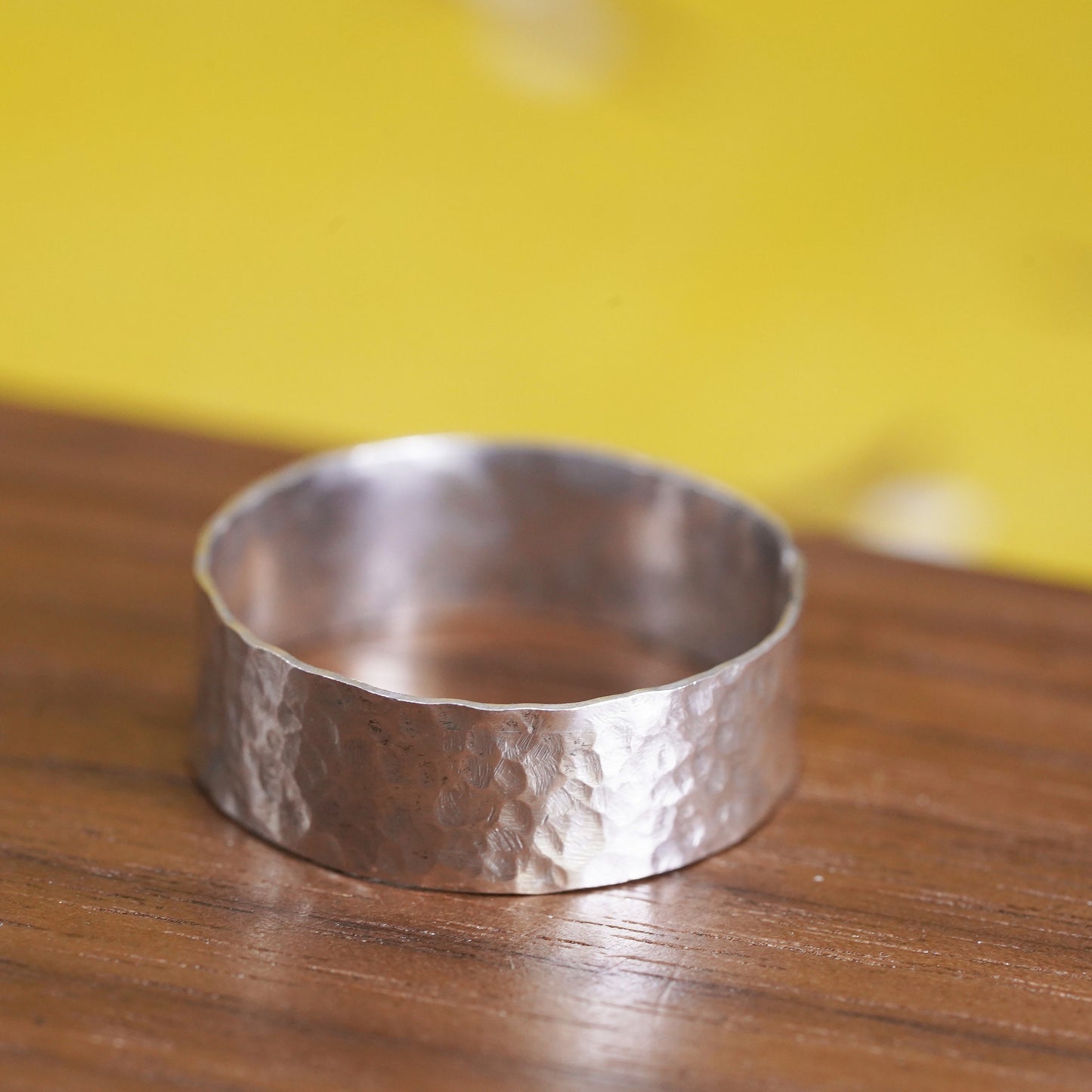 size 11.25, vintage Sterling silver handmade ring, 925 hammered wedding band