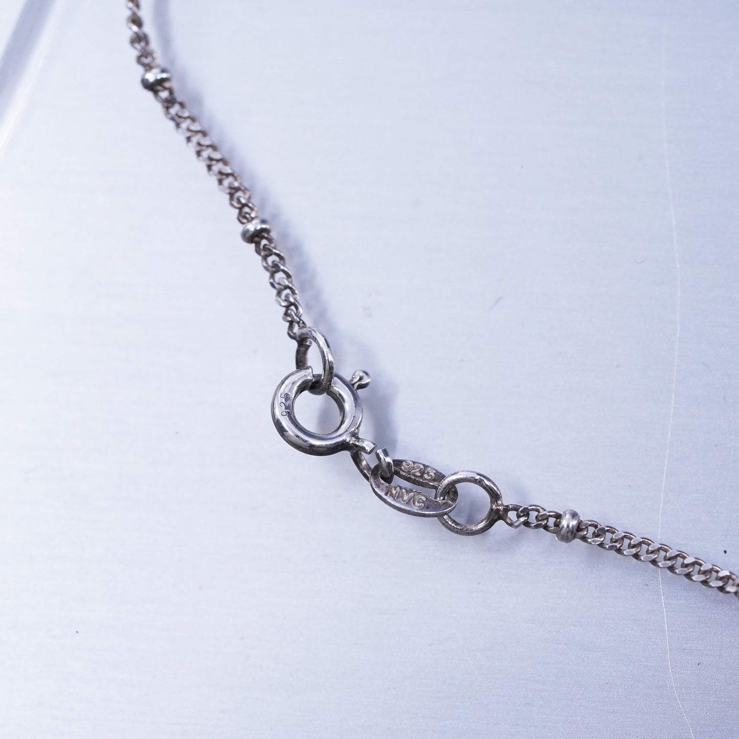 18” 2mm, vintage Italian Sterling 925 silver twisted curb chain necklace beads