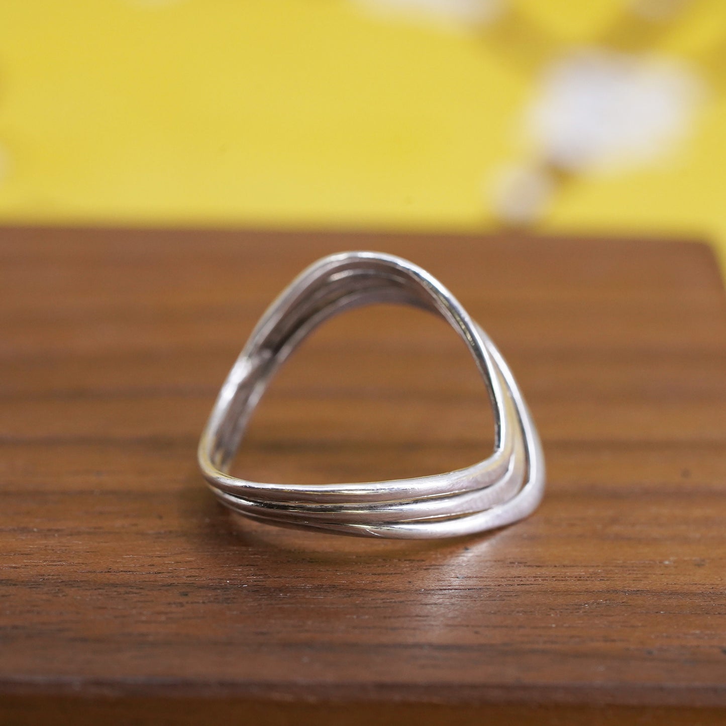 Size 7.5, vintage Sterling silver handmade ring, Modern 925 wavy band
