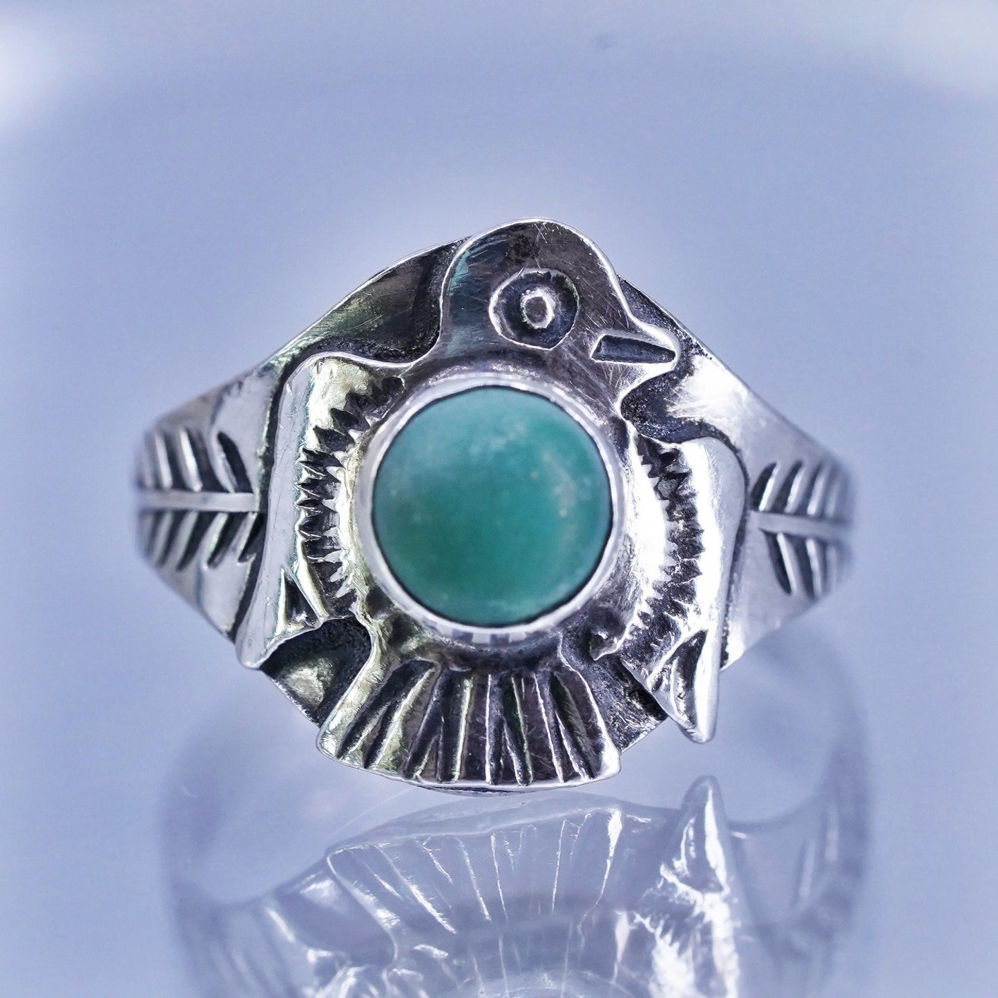 Size 5.5, Native American navajo Sterling 925 silver Thunderbird ring turquoise