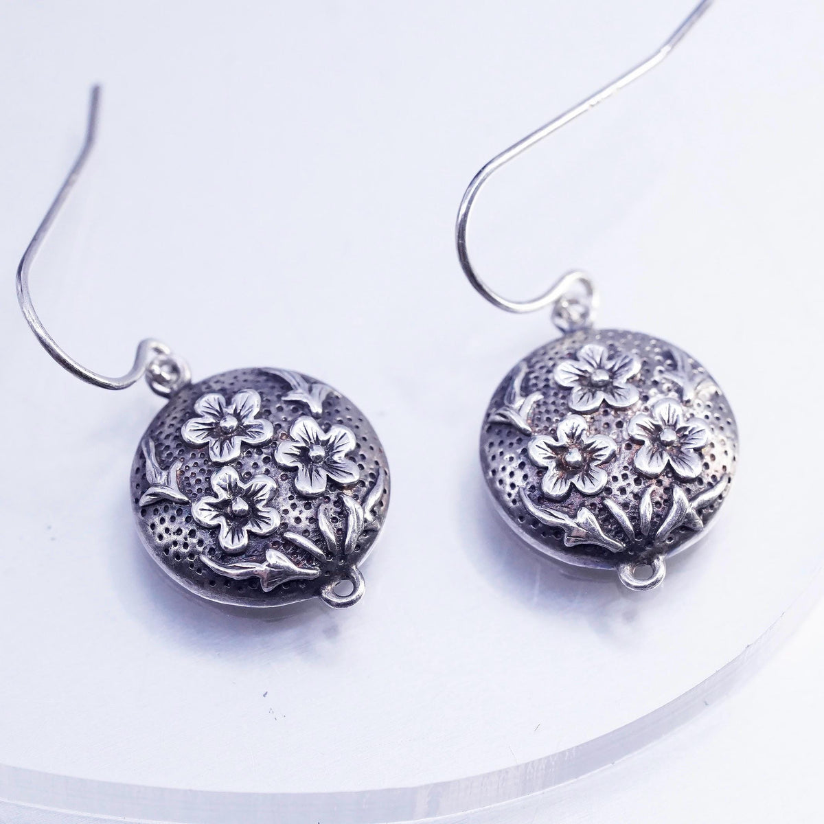 MFA Sterling Silver Floral Dangle Earrings, Museum of Fine Arts Flower Drops