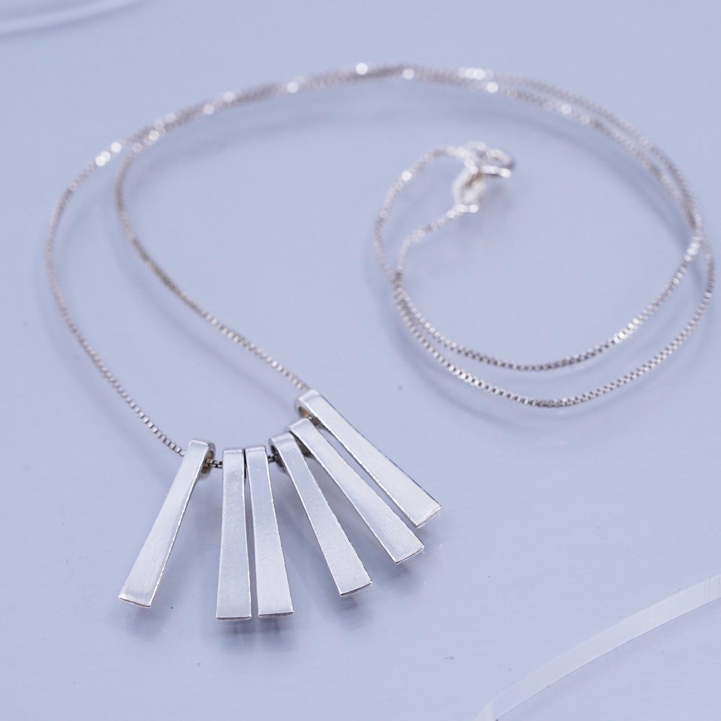 18”, Vintage Sterling 925 silver box chain necklace with name pendants