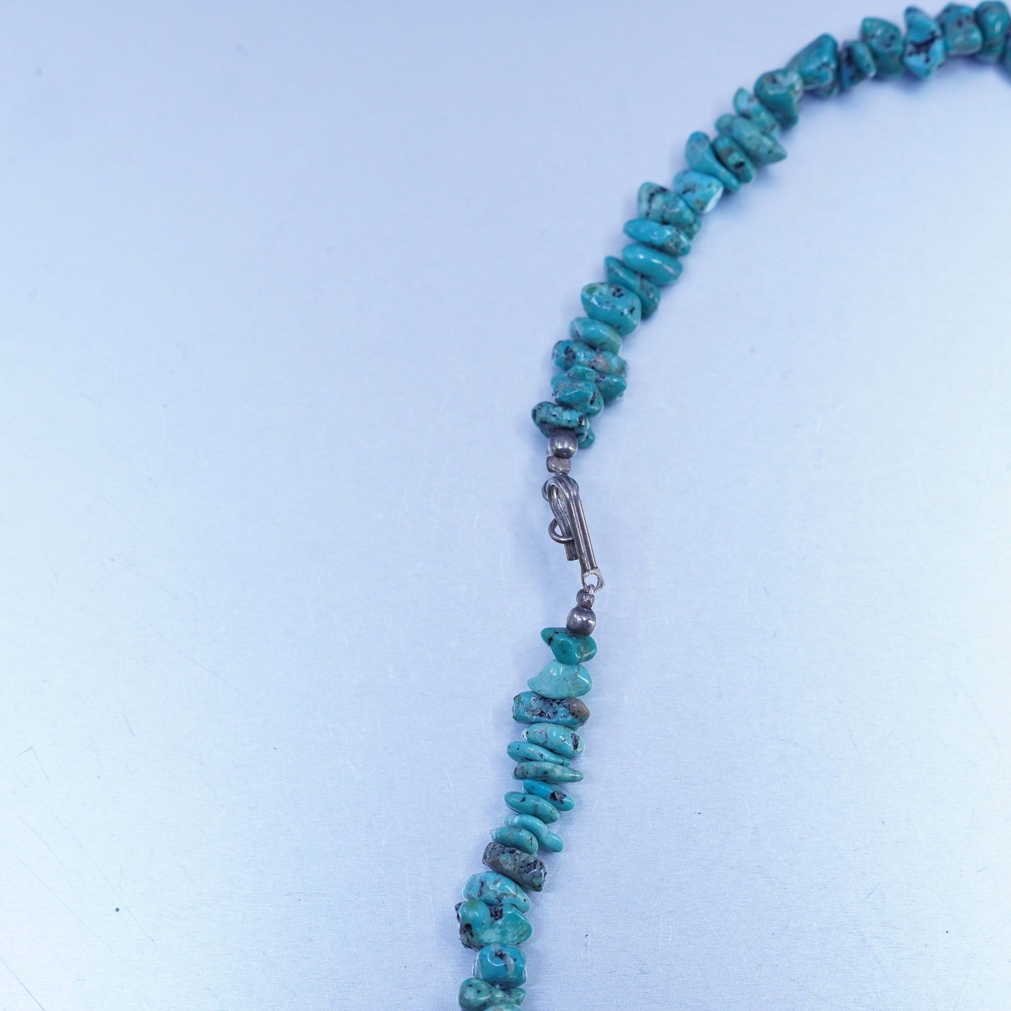 16”, Native American Sterling 925 silver handmade necklace with turquoise beads