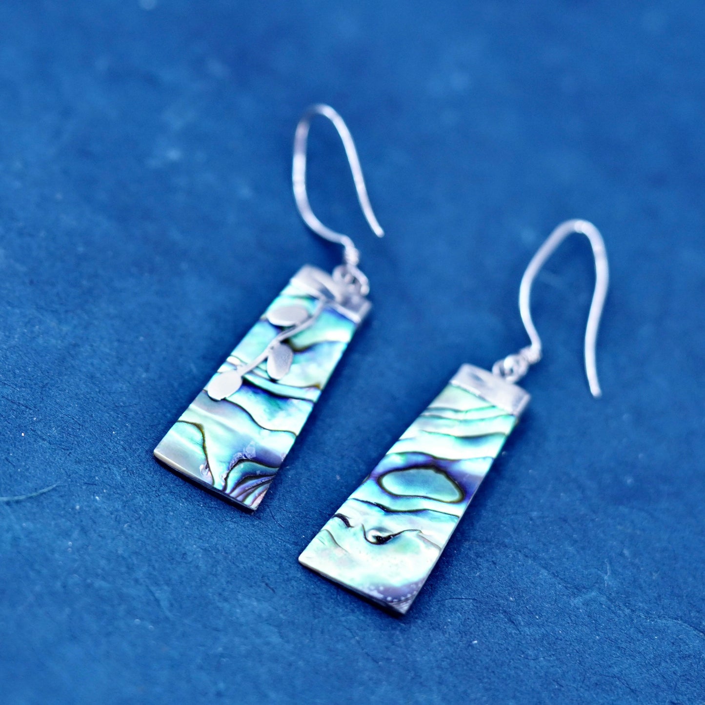 Vintage Mexican Sterling 925 silver handmade earrings with abalone