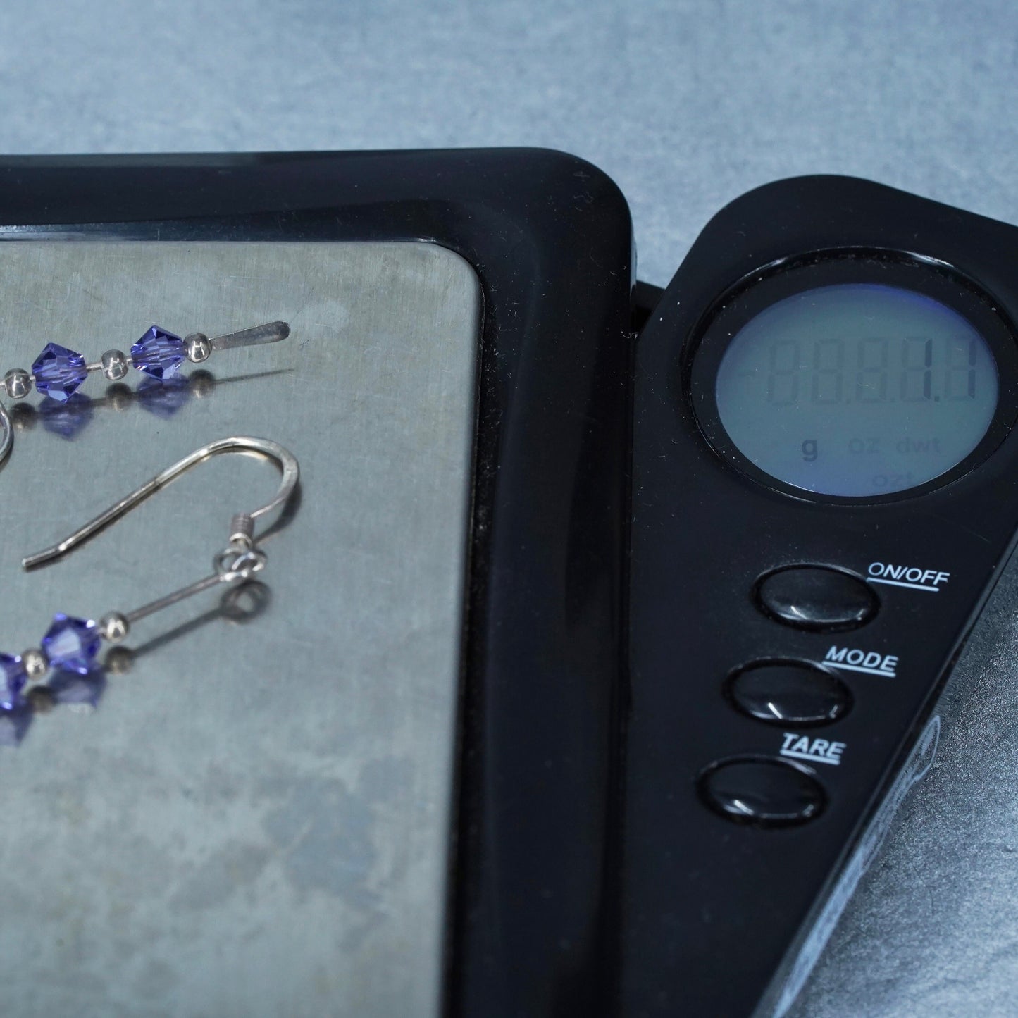 Vintage Sterling 925 silver handmade earrings with amethyst crystal beads