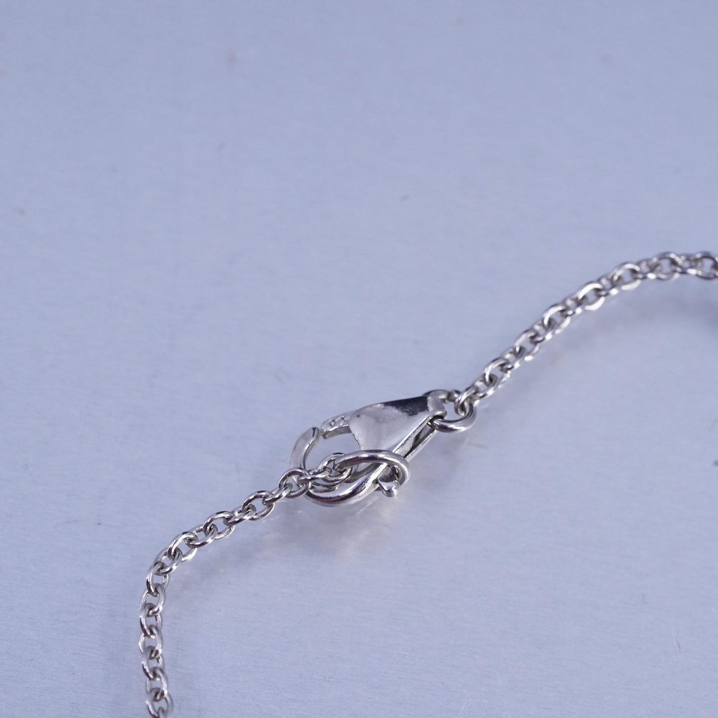 16", vintage Sterling 925 silver circle pendant necklace with love pendant Cz