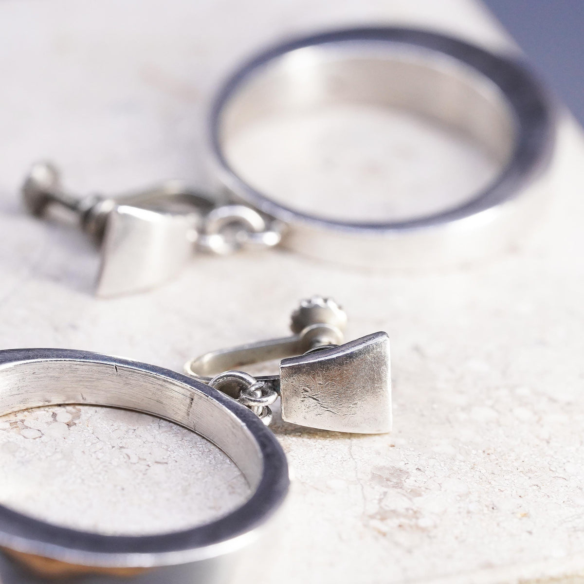 Sterling 925 Silver Circle Dangle Earrings, Large Open Hoop Screw Back Earrings