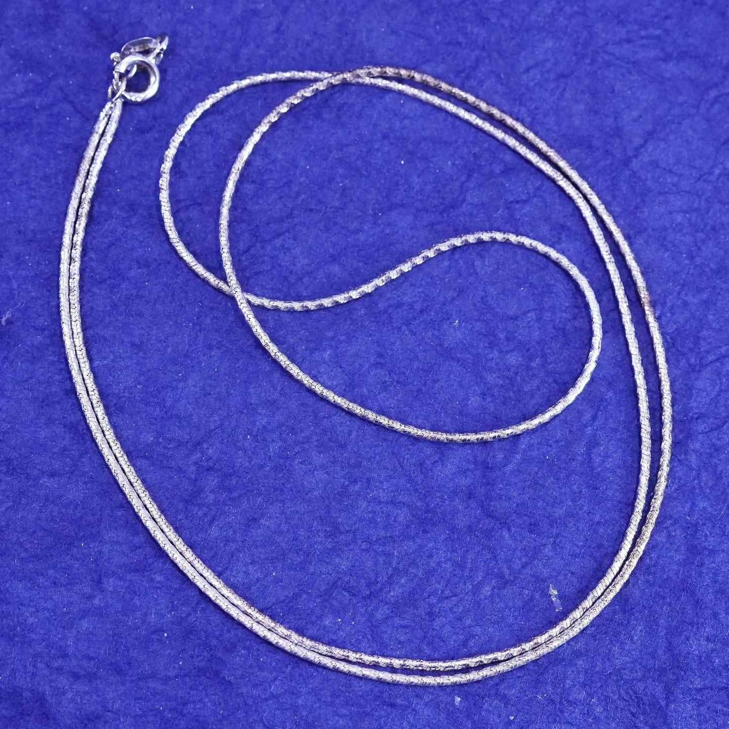 24”, 1mm, vintage Sterling silver handmade necklace, textured 925 snake chain