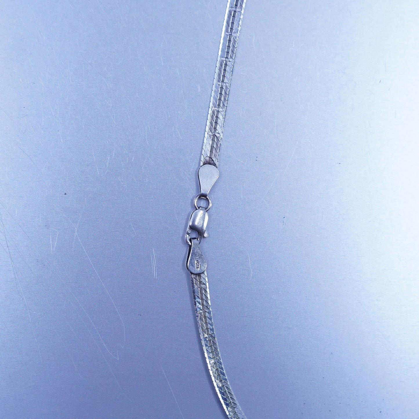 18” 5mm, vintage Italy Sterling 925 silver textured herringbone chain necklace
