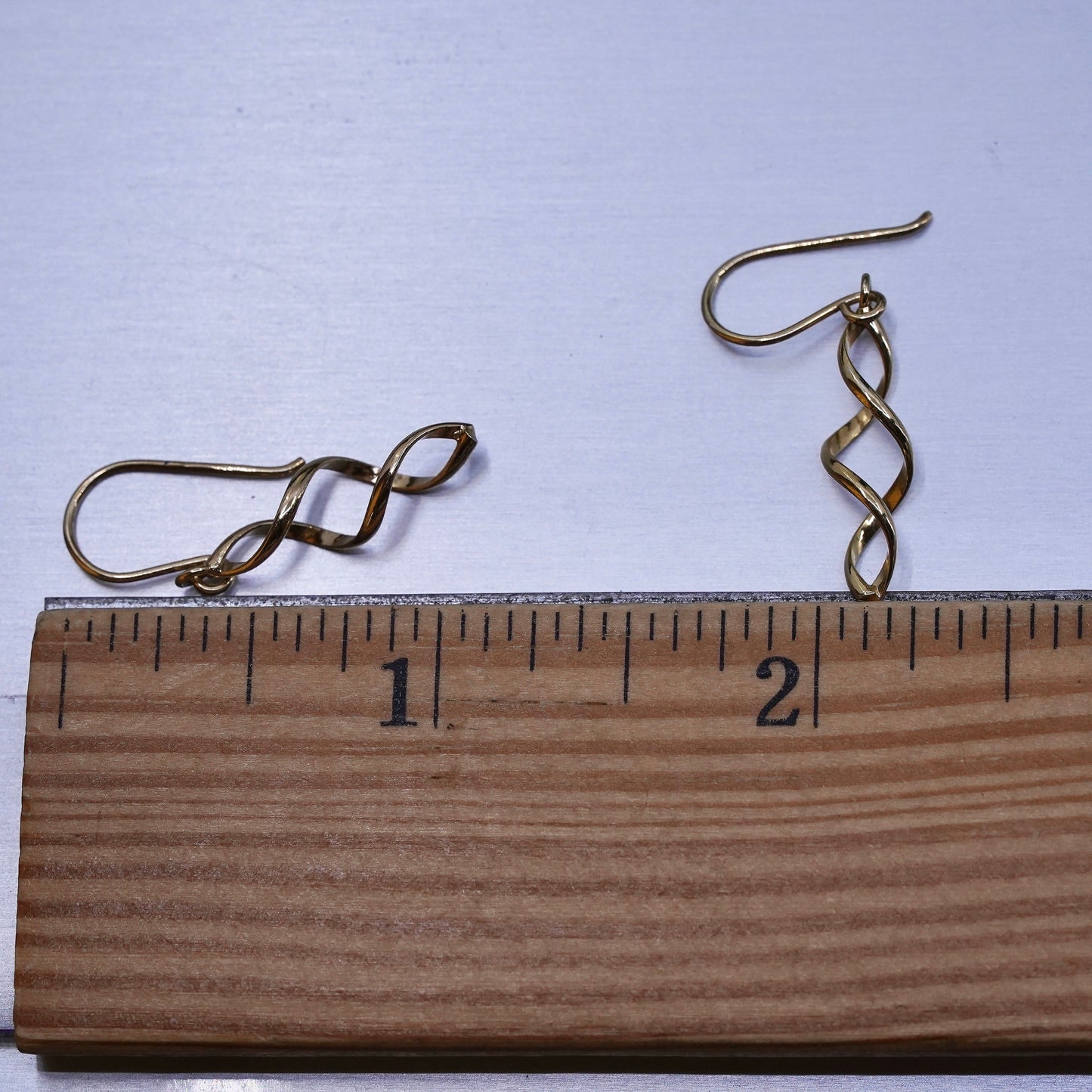 vermeil gold over sterling silver handmade earrings, 925 twisted spiral dangles