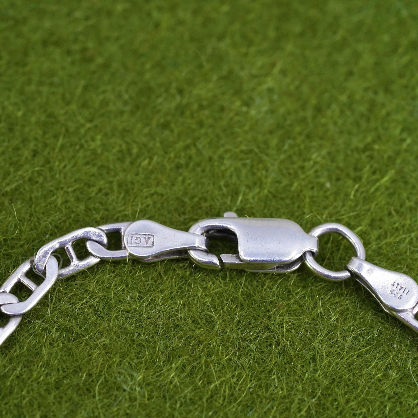 7" 3mm, Vintage sterling 925 silver bracelet, Italy anchor chain