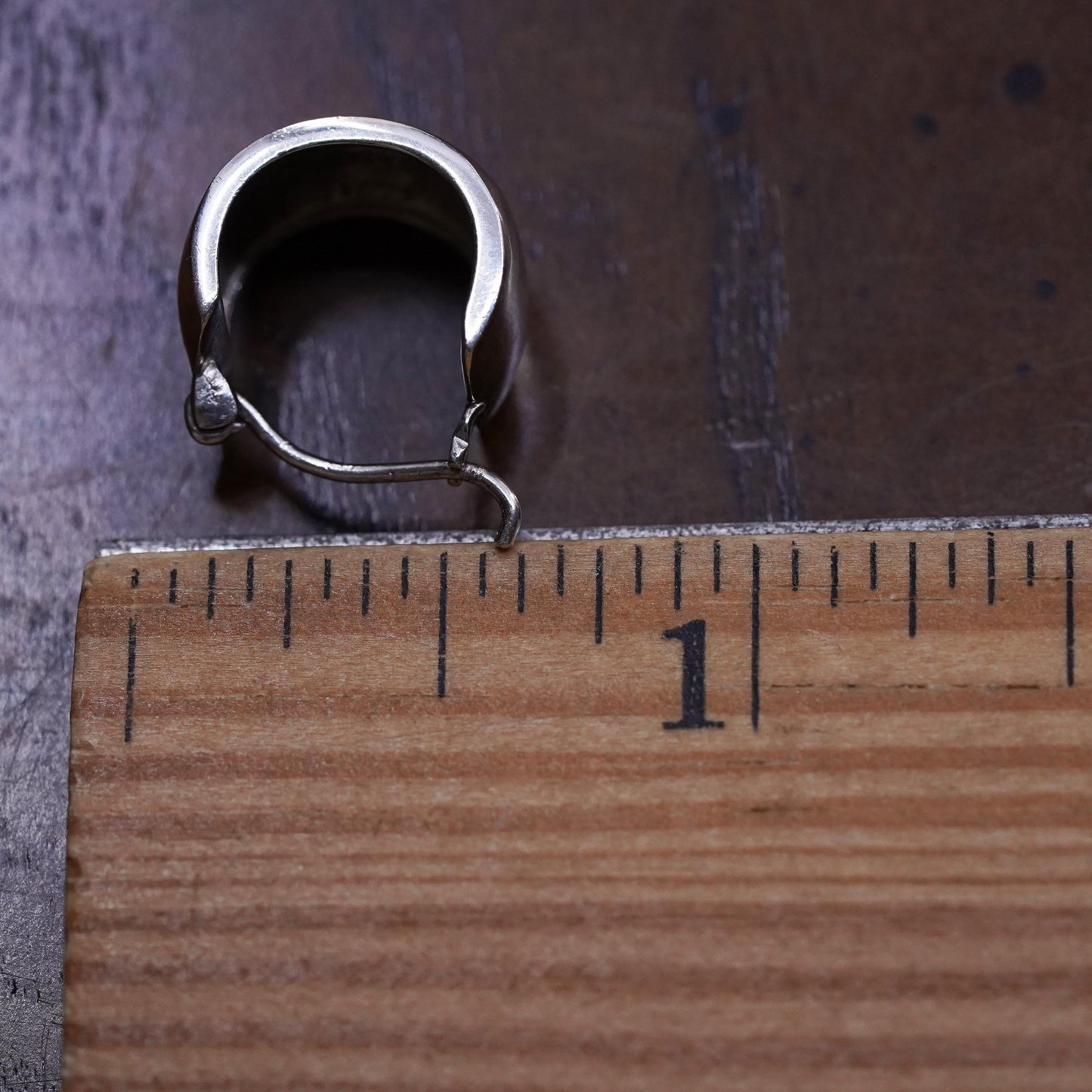 0.5”, Vintage sterling silver single earring, 925 huggie hoop
