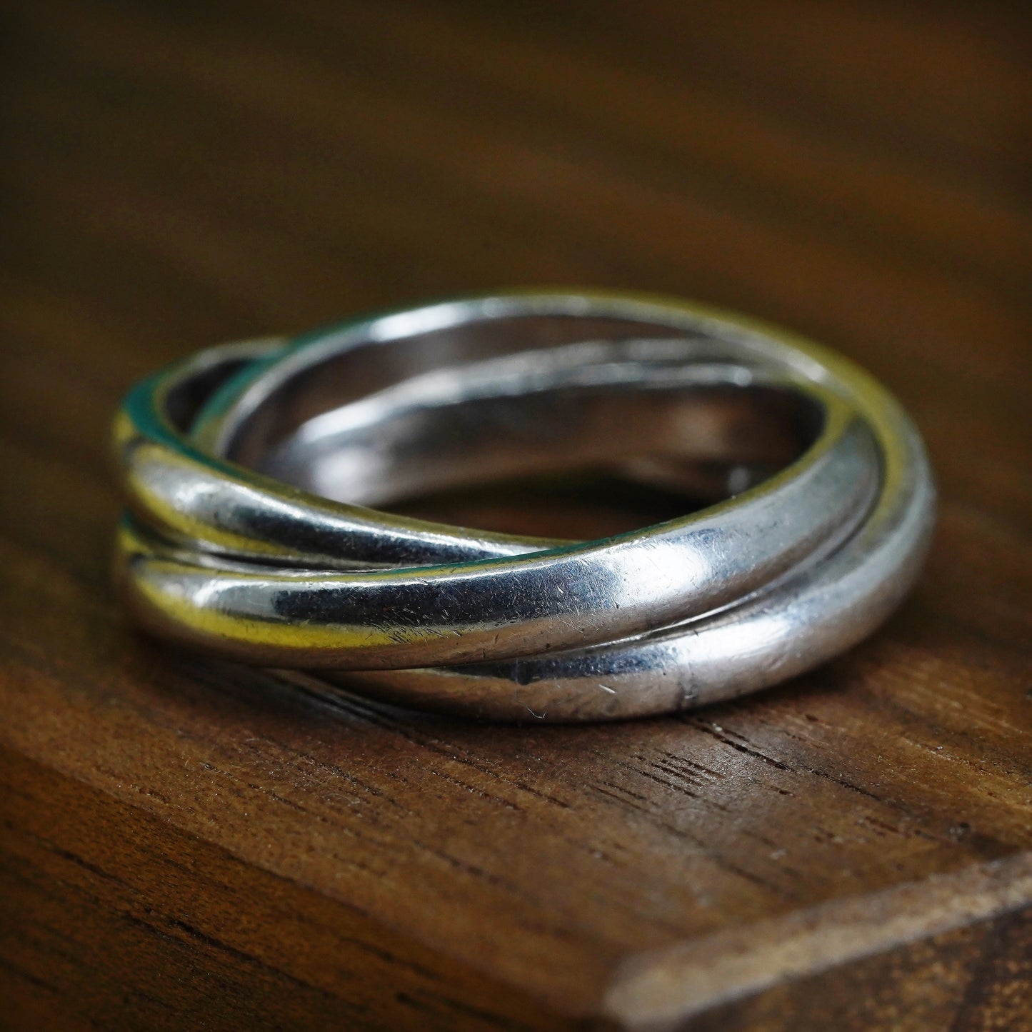size 4.75, vintage Sterling silver handmade ring, 925 entwined band