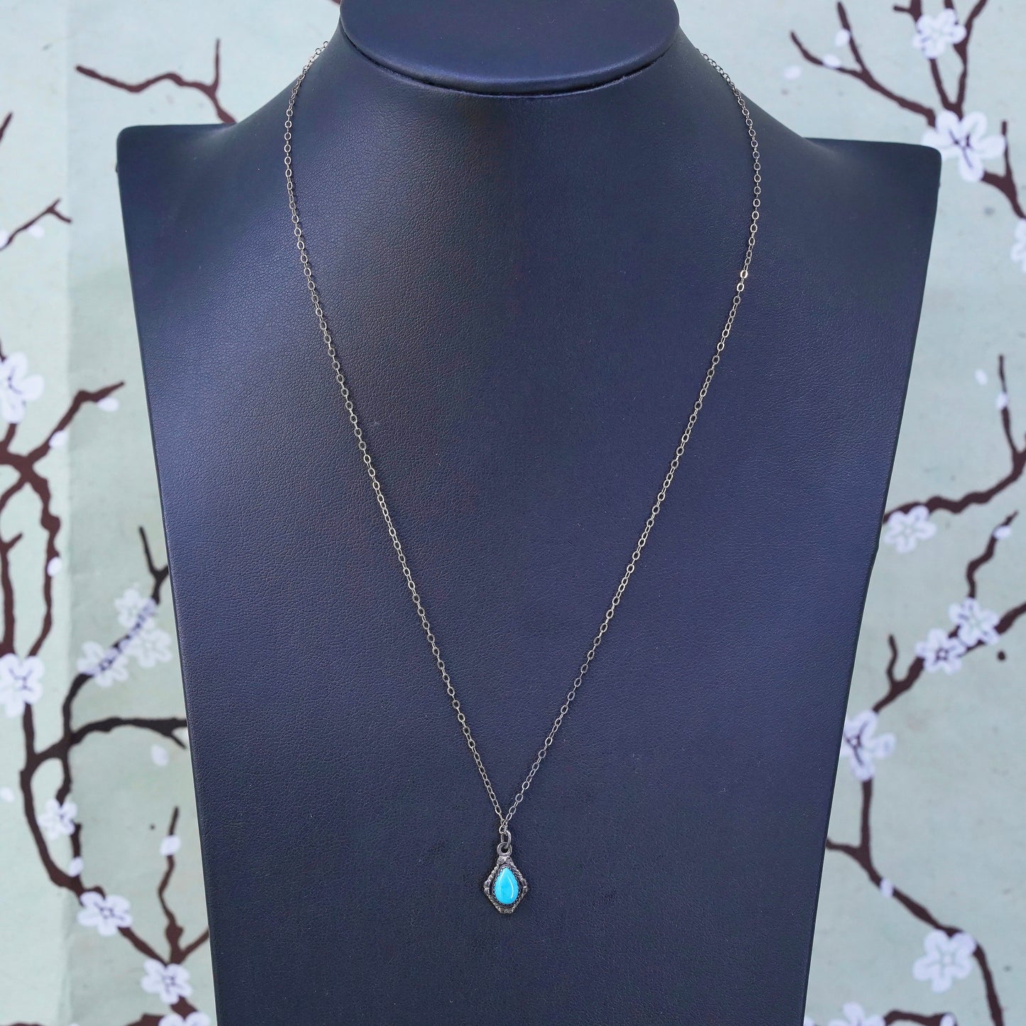 18", Native American Wheeler WM Sterling silver necklace, 925 turquoise pendant