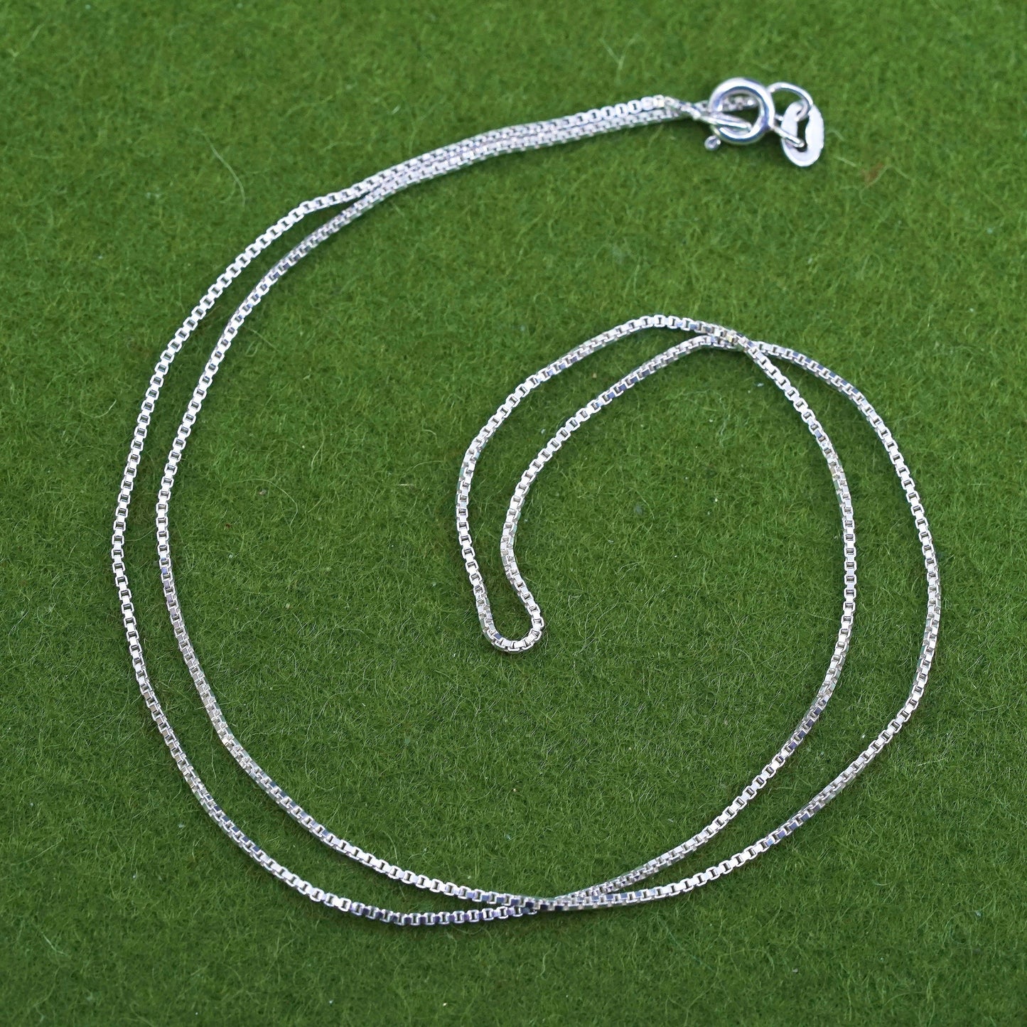 20", 1mm, Vintage sterling silver Italy 925 silver box chain, necklace