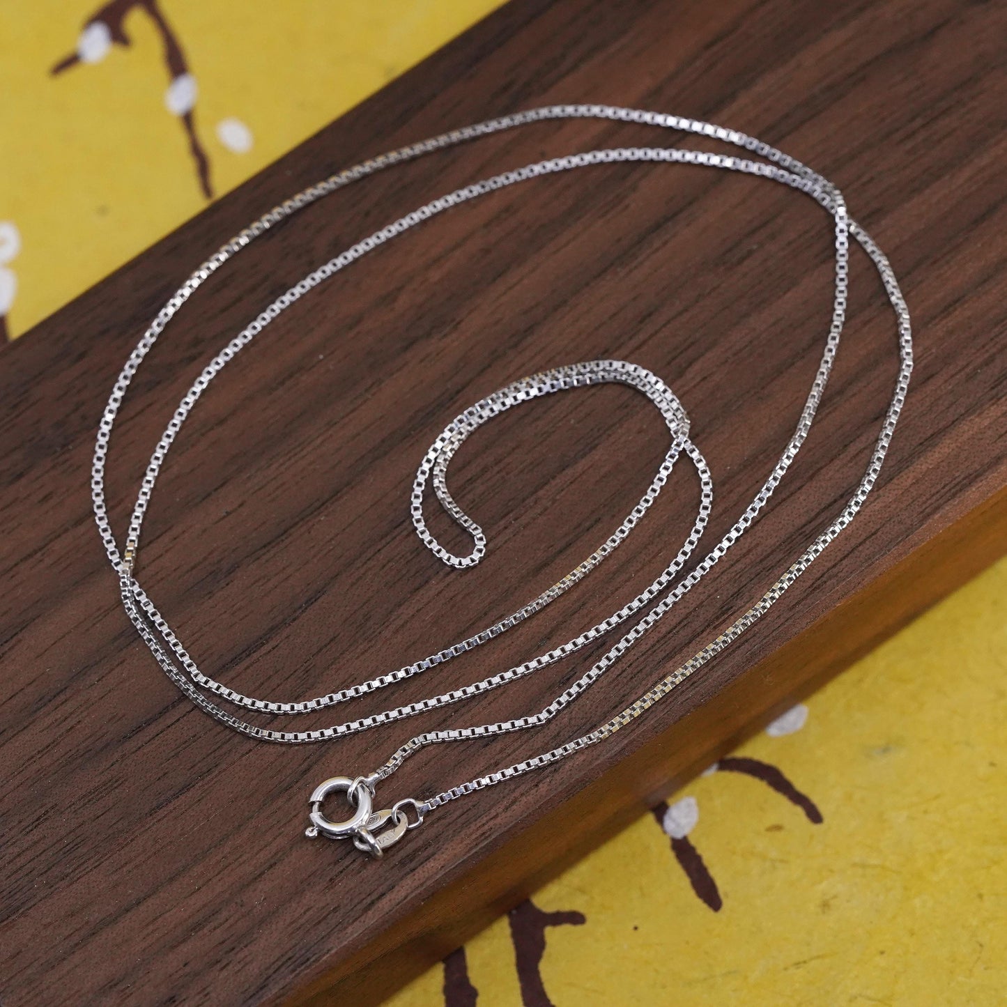 24", 1mm, vintage Italian Sterling silver box chain, Italy 925 necklace