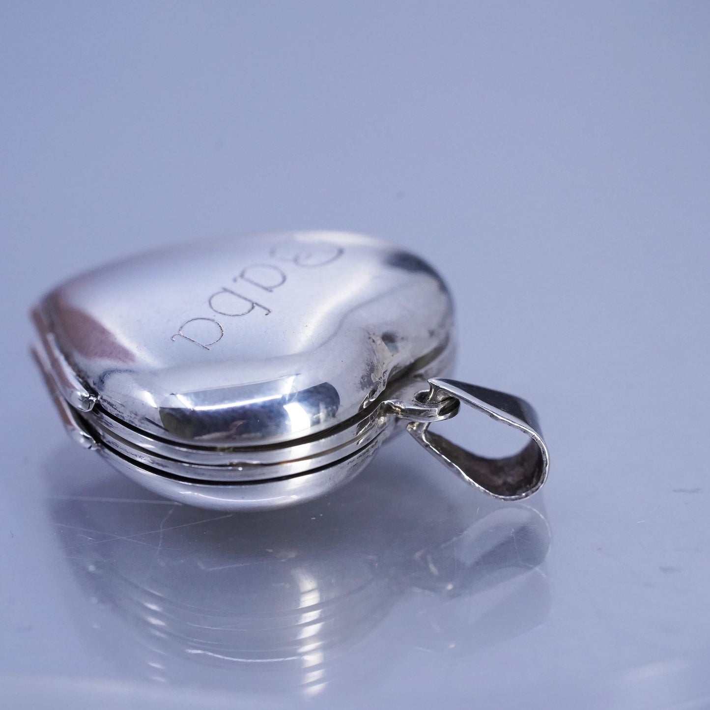 Sterling silver charm, 925 heart 4 photos locket pendant Baba w/ all our love