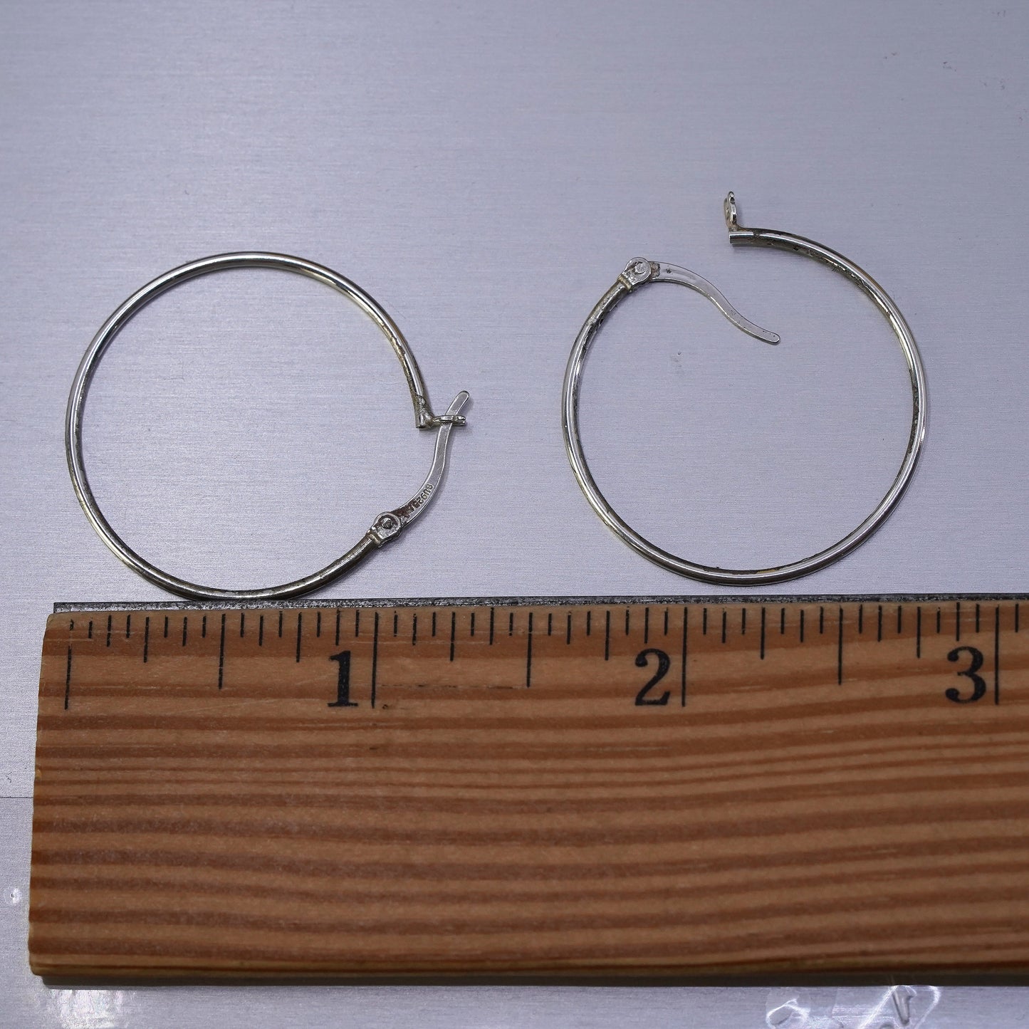 1.25", vintage Sterling silver handmade earrings, 925 hoops