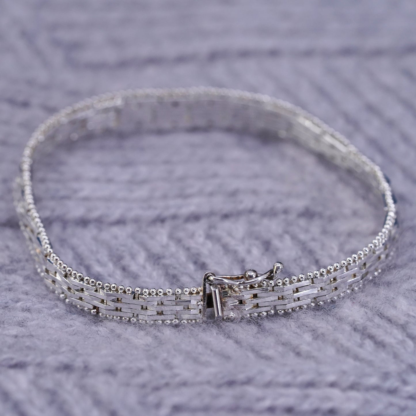 7”, 6mm, Vintage Italian sterling 925 silver chain, Italy Riccio bracelet